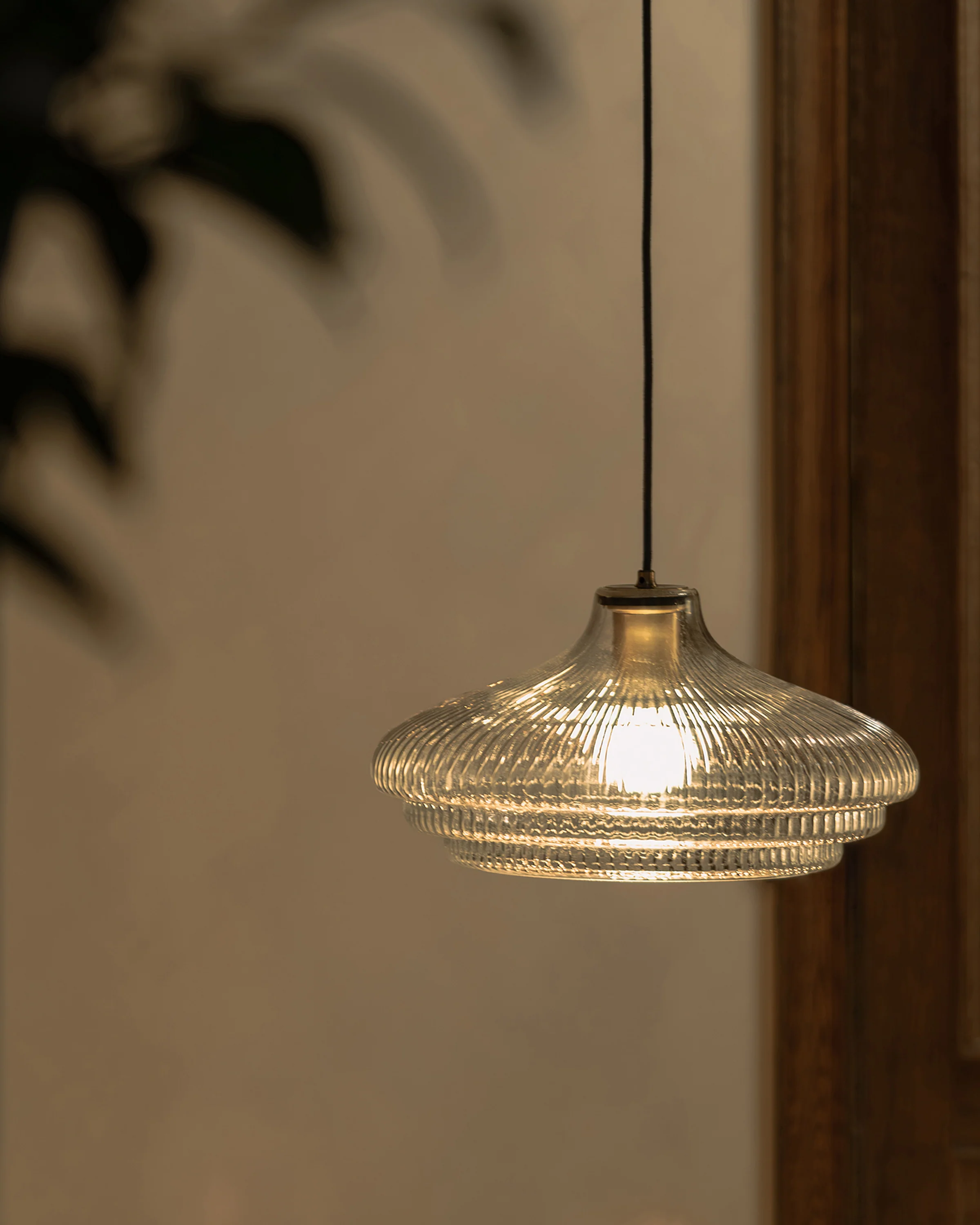 Brookfield Large Pendant Light Fluted Glass - Antique Brass - Image 3