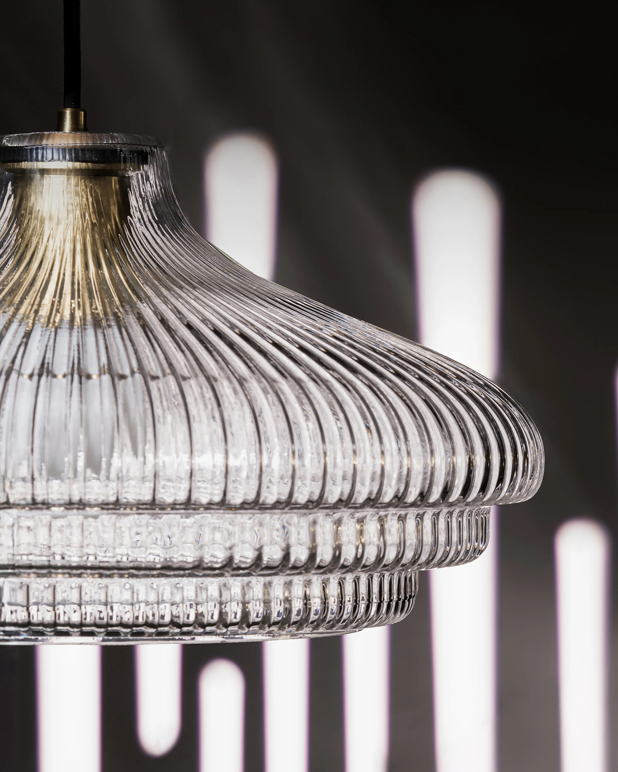 Brookfield Large Pendant Light Fluted Glass - Antique Brass - Image 4