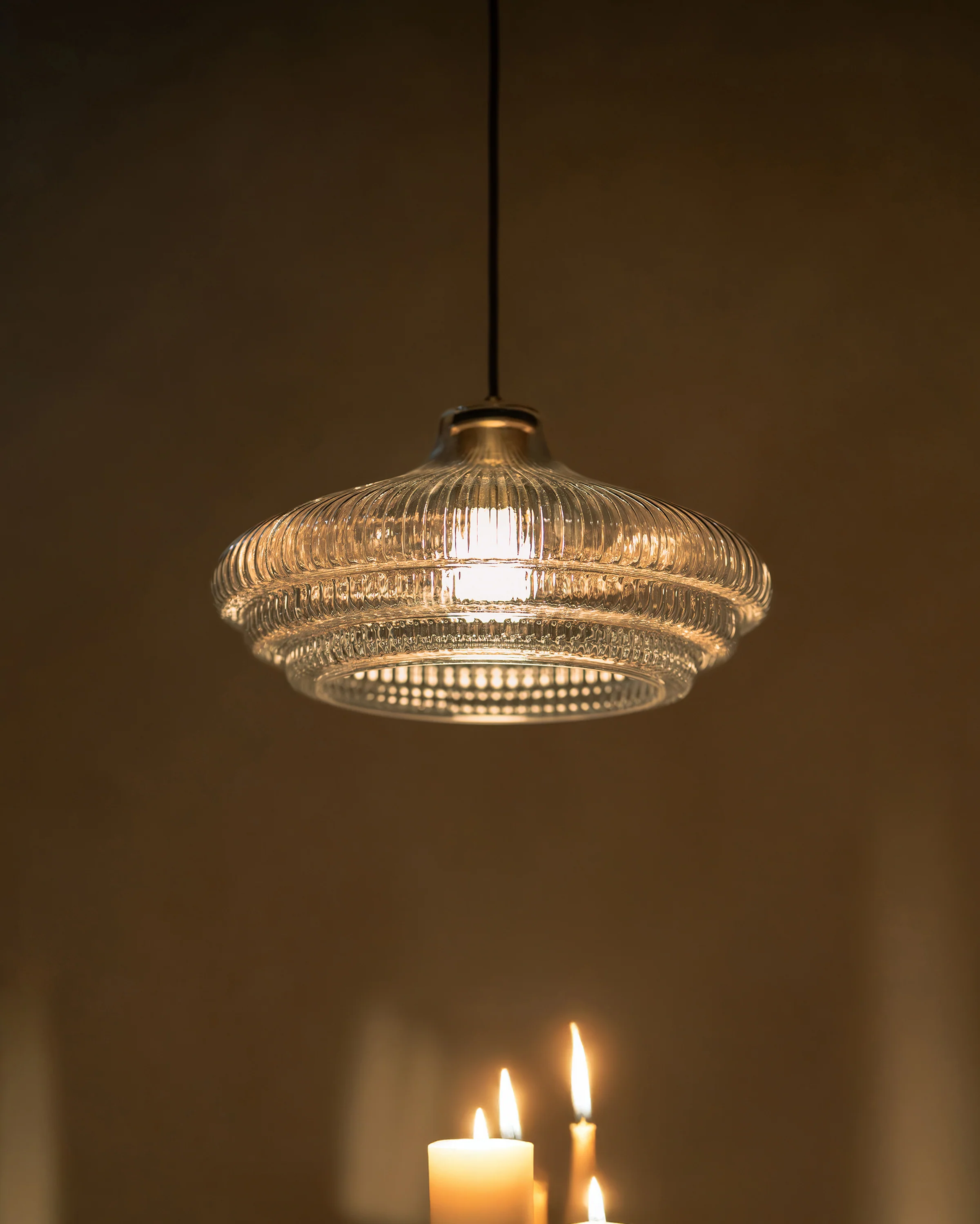 Brookfield Large Pendant Light Fluted Glass - Antique Brass - Image 5