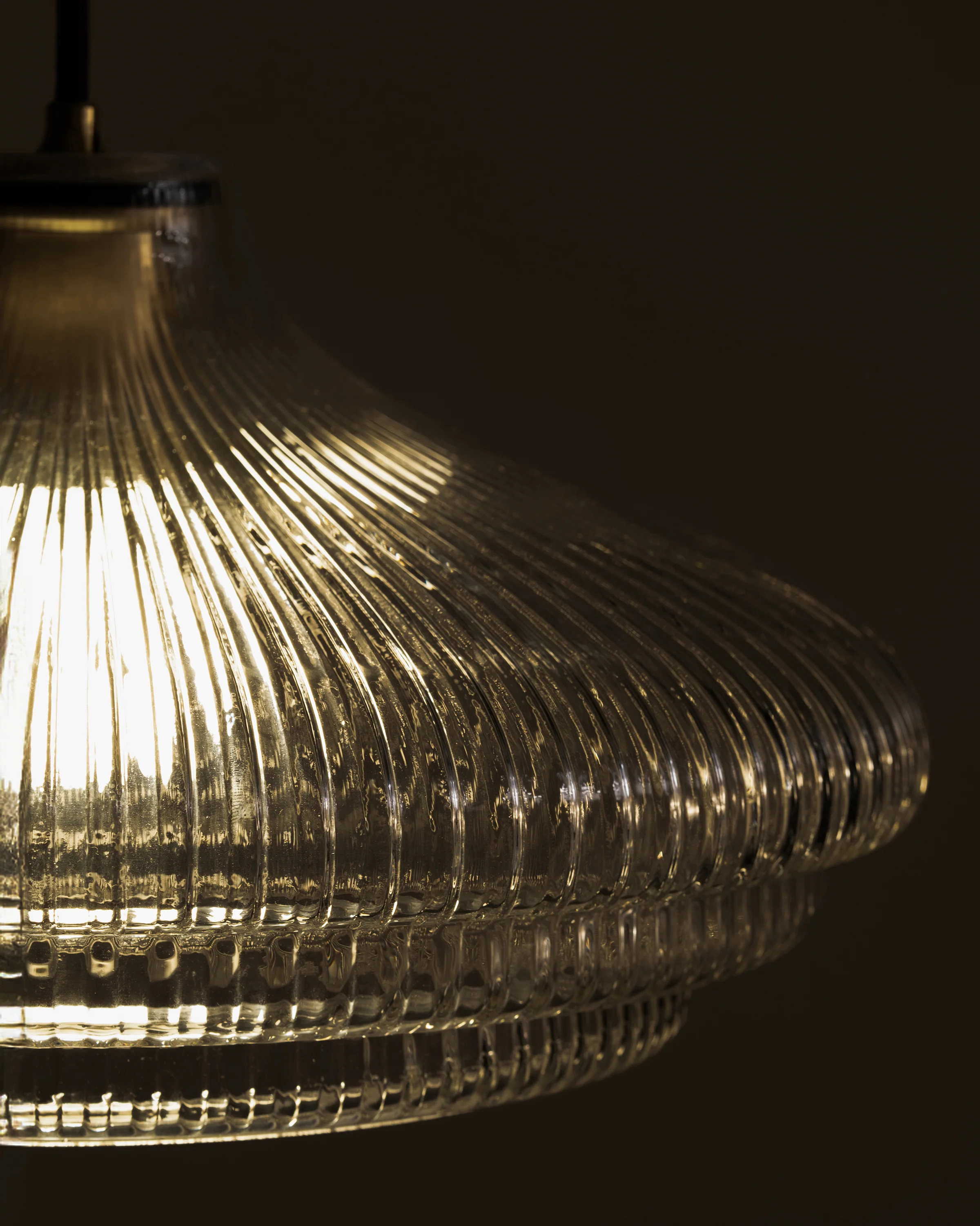 Brookfield Large Pendant Light Fluted Glass - Antique Brass - Image 6