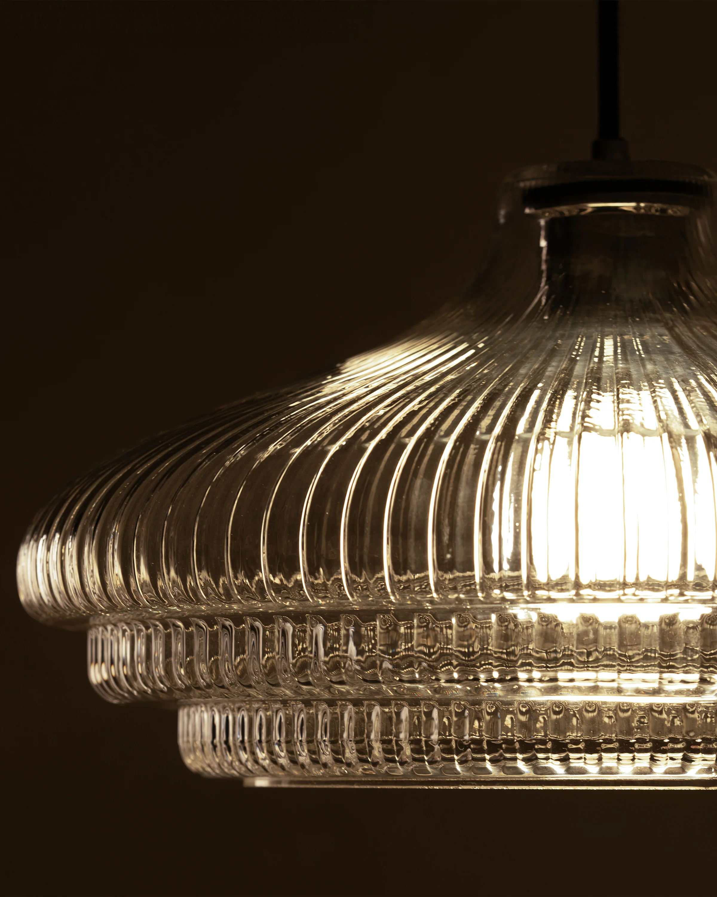 Brookfield Large Pendant Light Fluted Glass - Bronze - Image 5