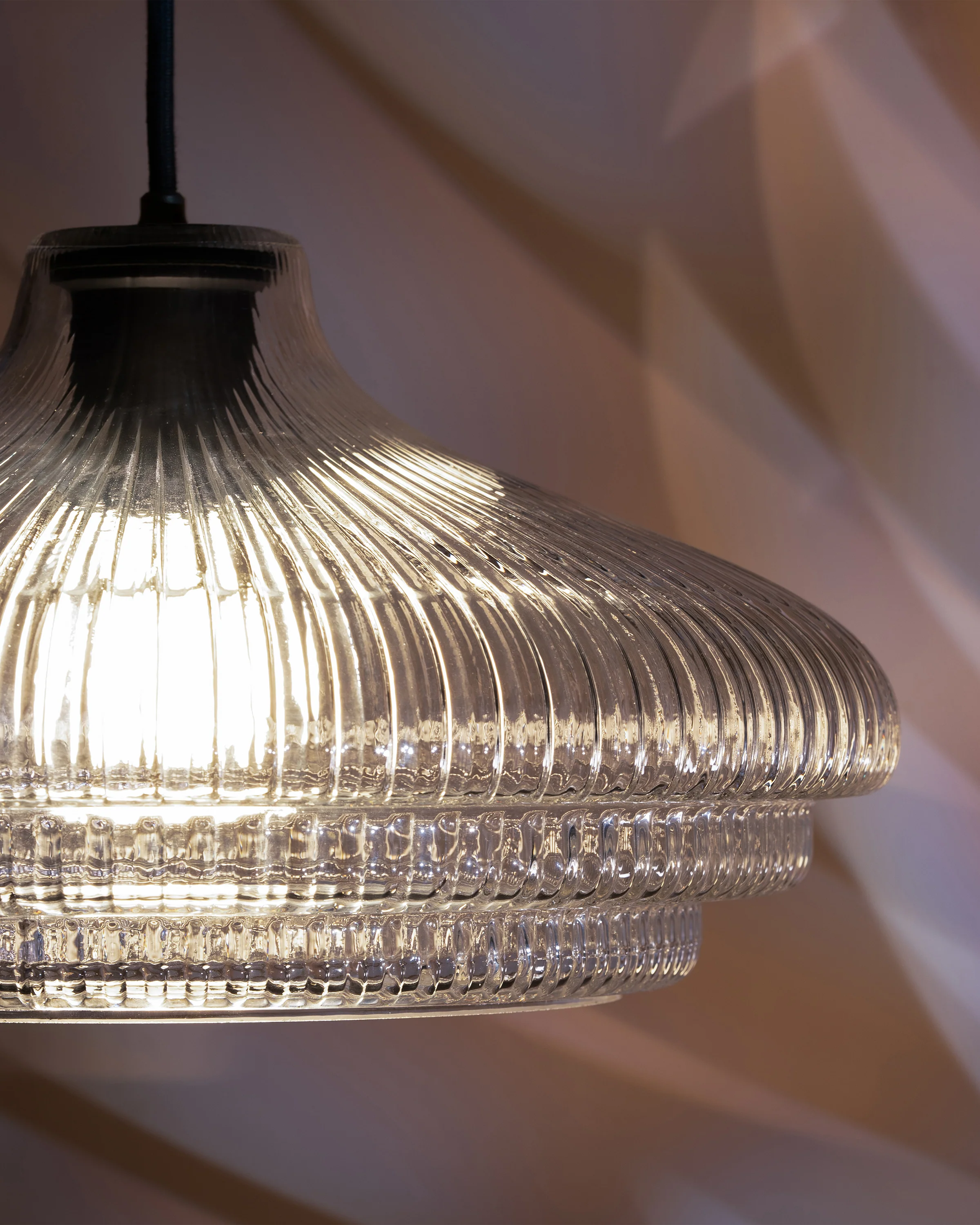 Brookfield Large Pendant Light Fluted Glass - Bronze - Image 6