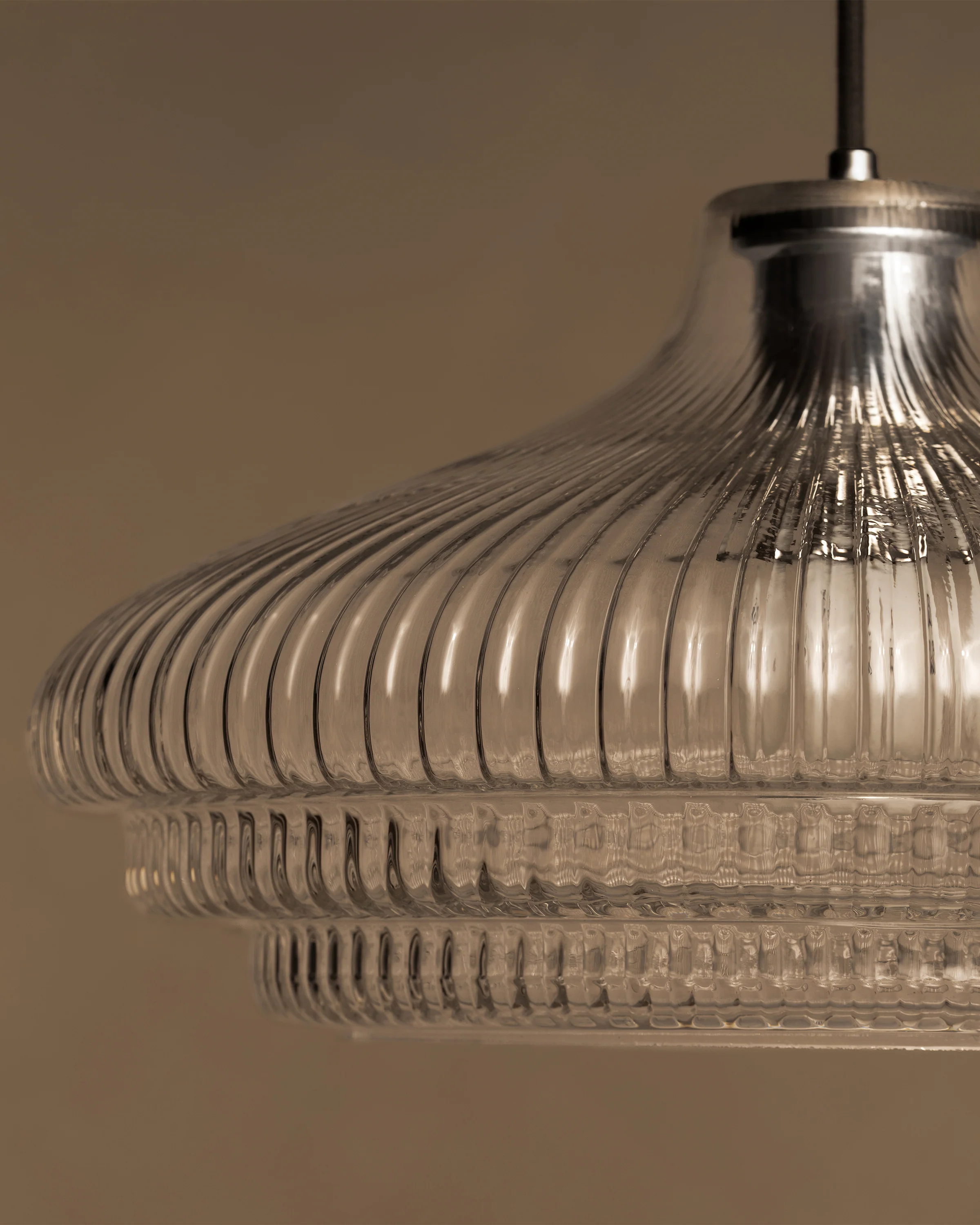 Brookfield Large Pendant Light Fluted Glass - Polished Nickel - Image 4