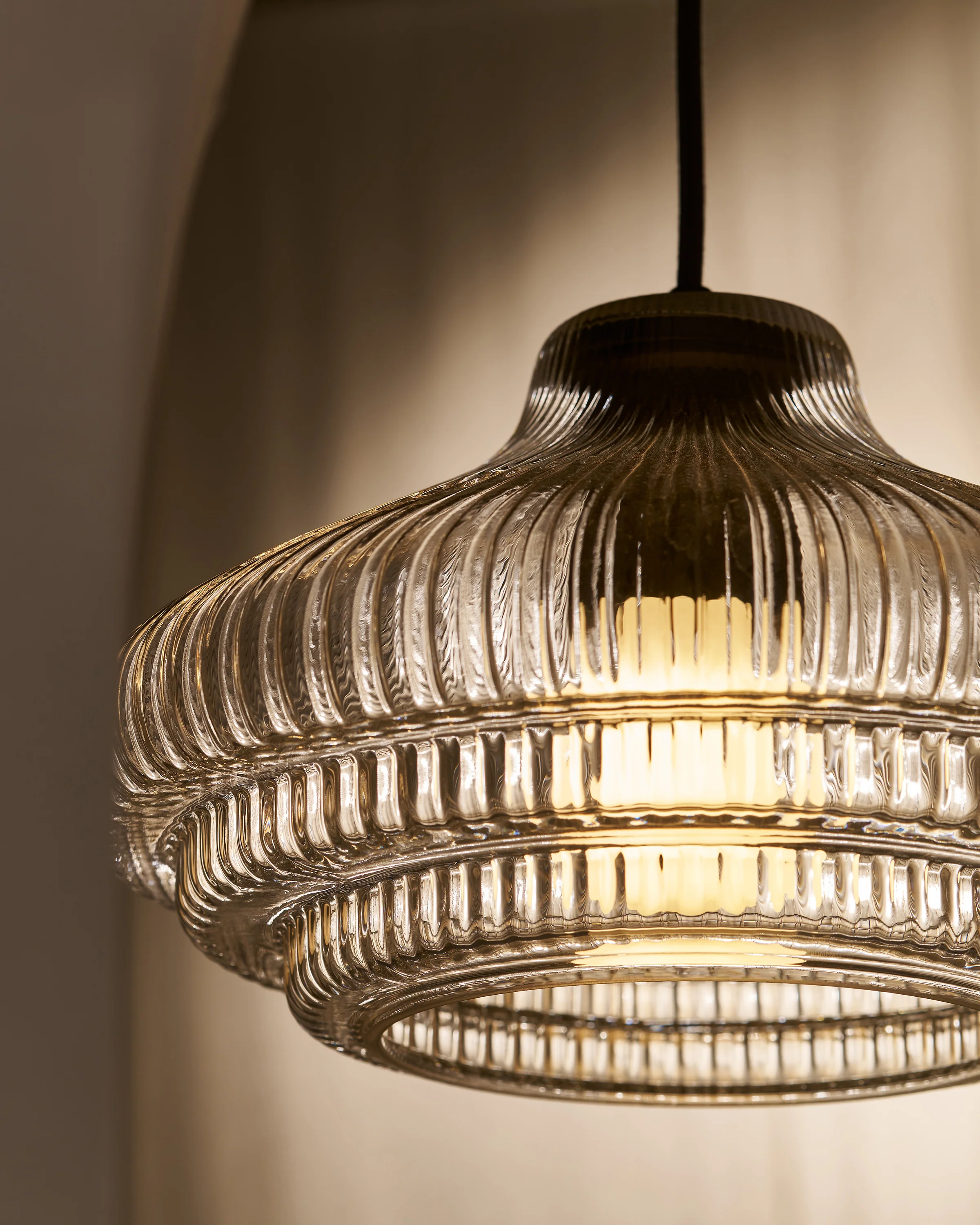 Brookfield Medium Pendant Light Fluted Glass - Bronze - Image 5