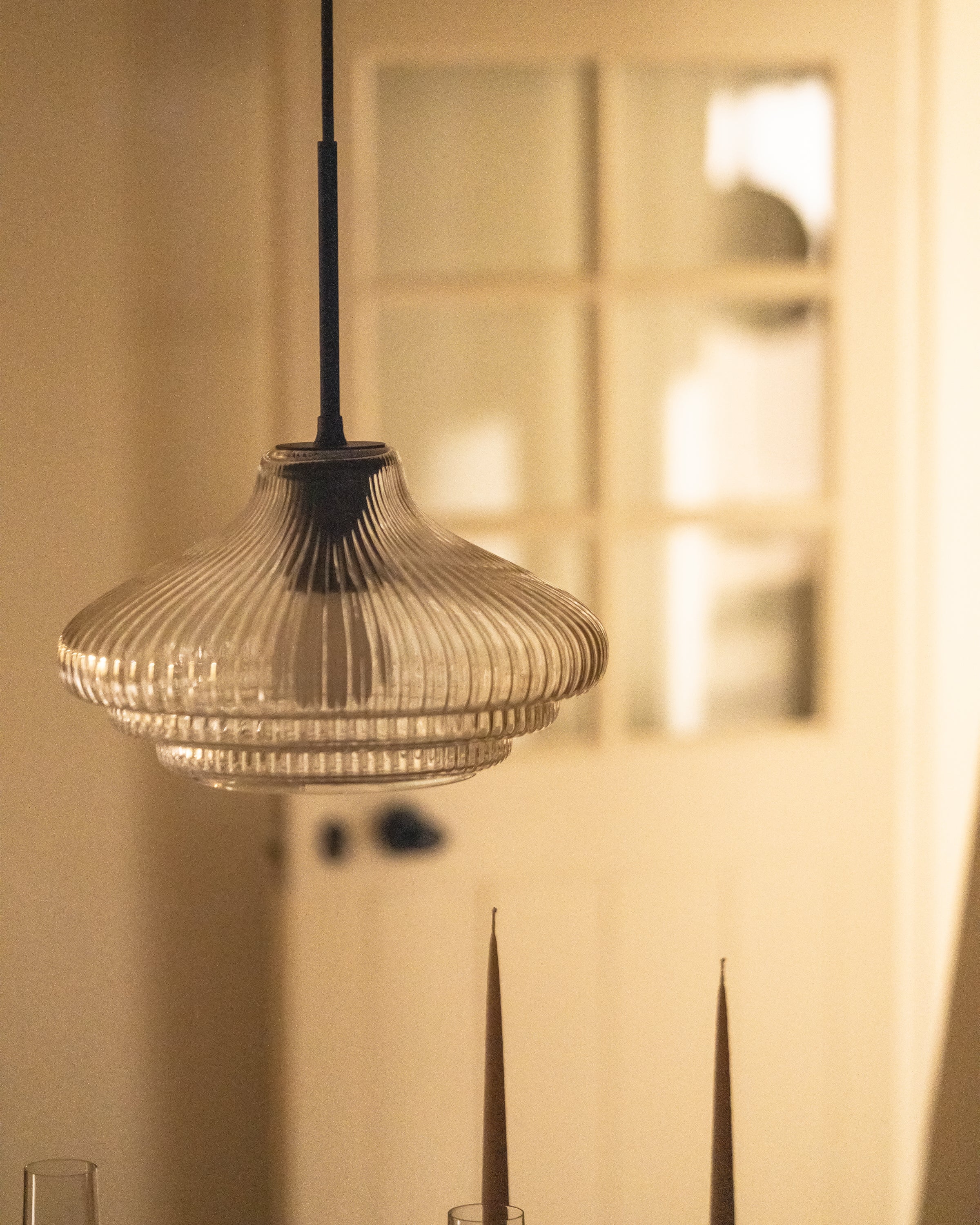 Brookfield Medium Pendant Light Fluted Glass - Bronze - Image 7