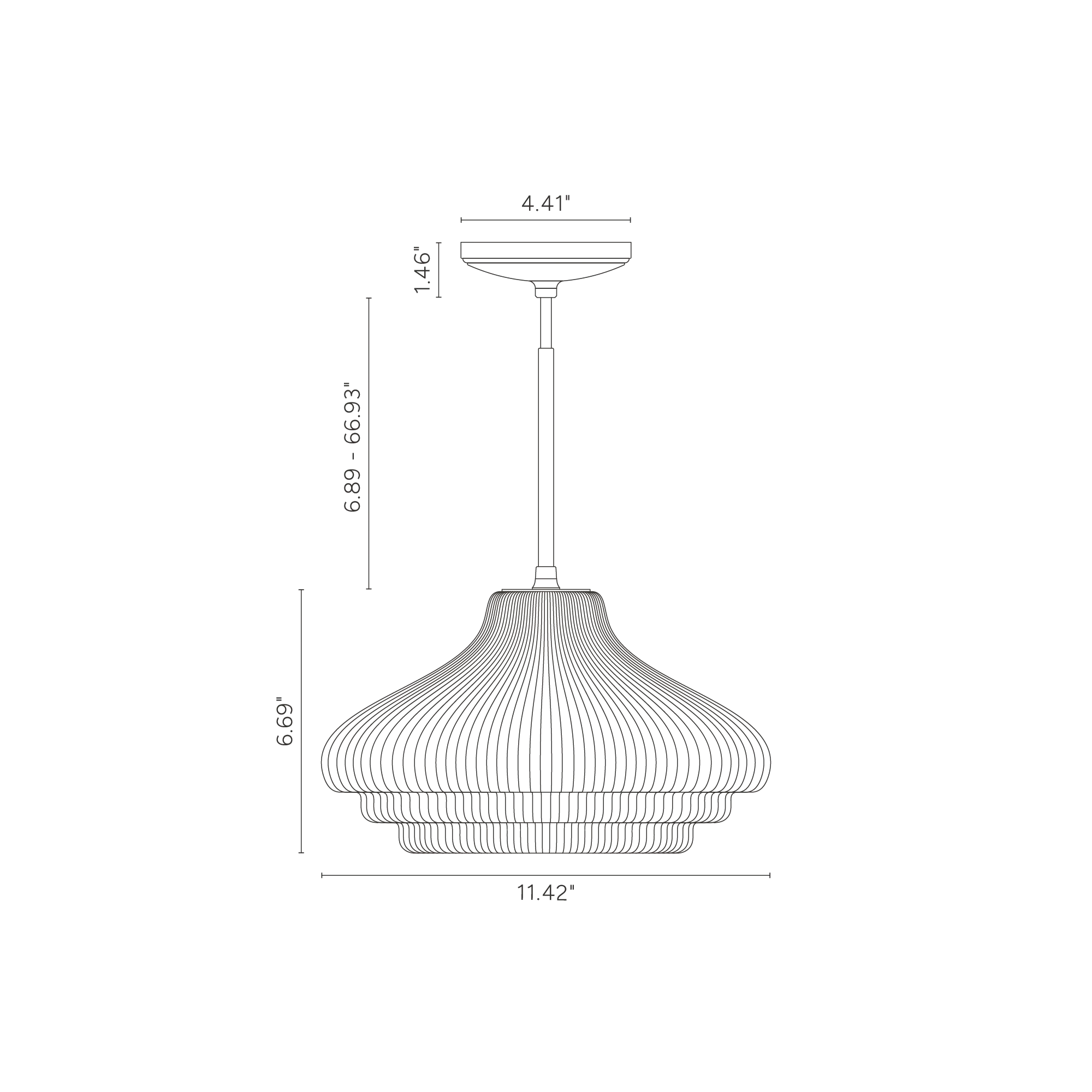 Brookfield Medium Pendant Light Fluted Glass - Bronze - Image 9