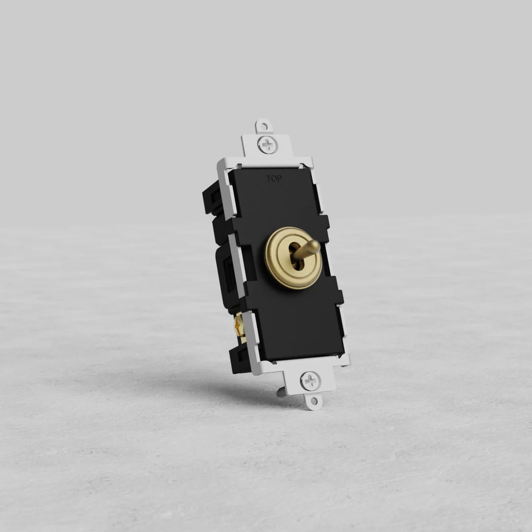 Center Retractive Toggle Switch - Antique Brass