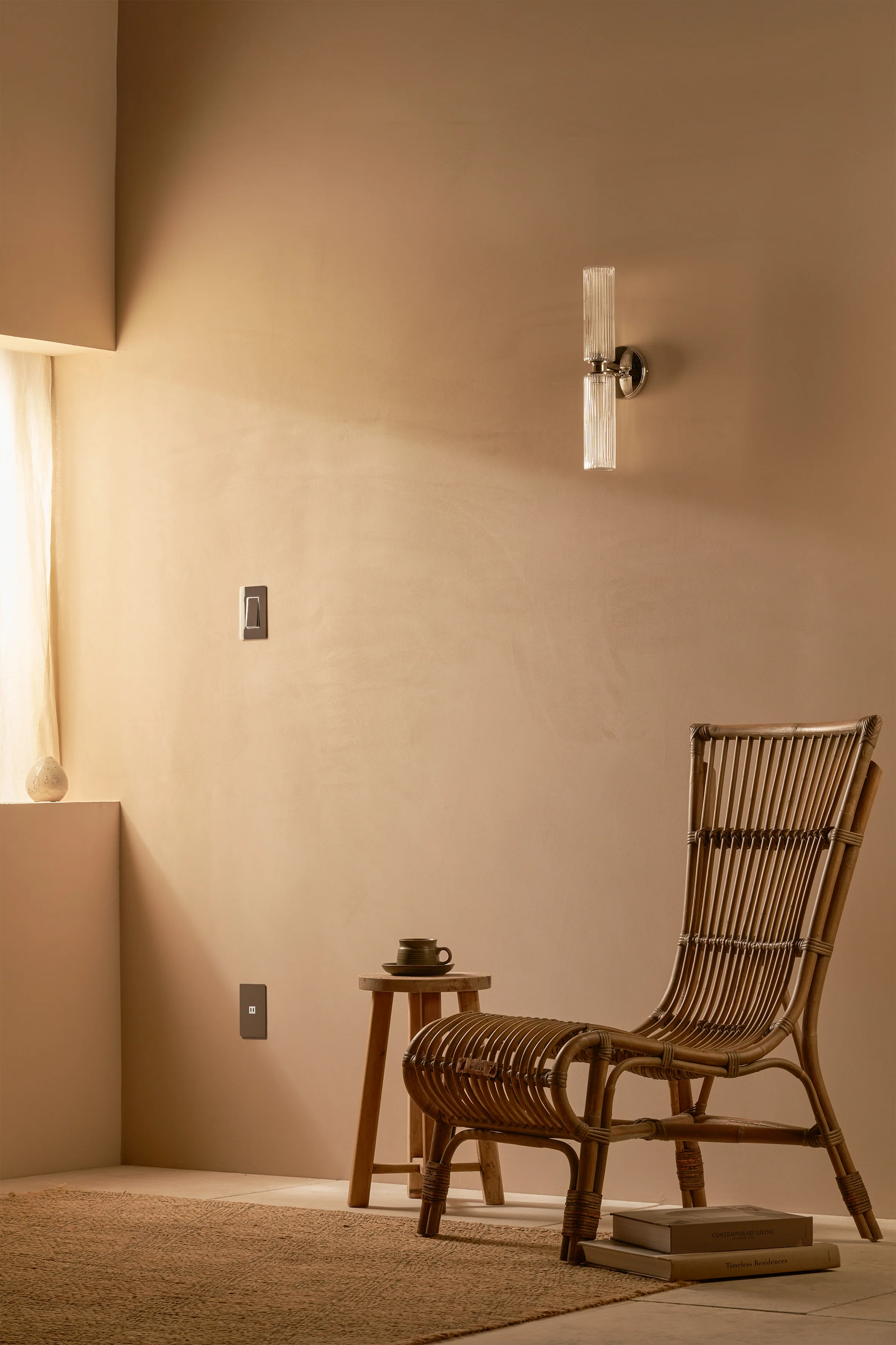 Claremont Medium Wall Light Fluted Glass - Polished Nickel - Image 3