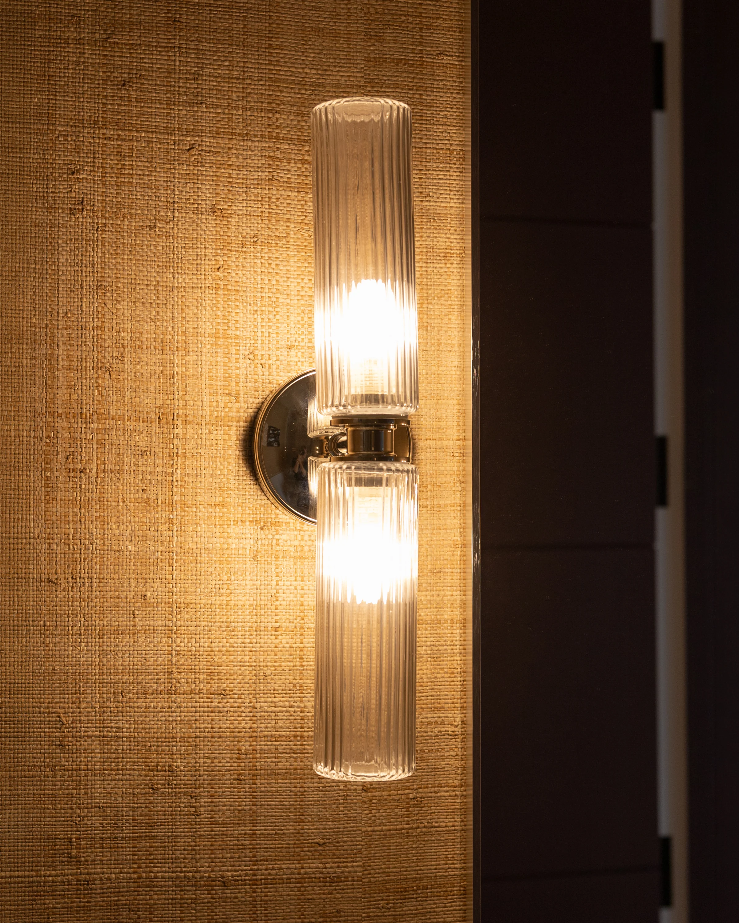 Claremont Medium Wall Light Fluted Glass - Polished Nickel - Image 4