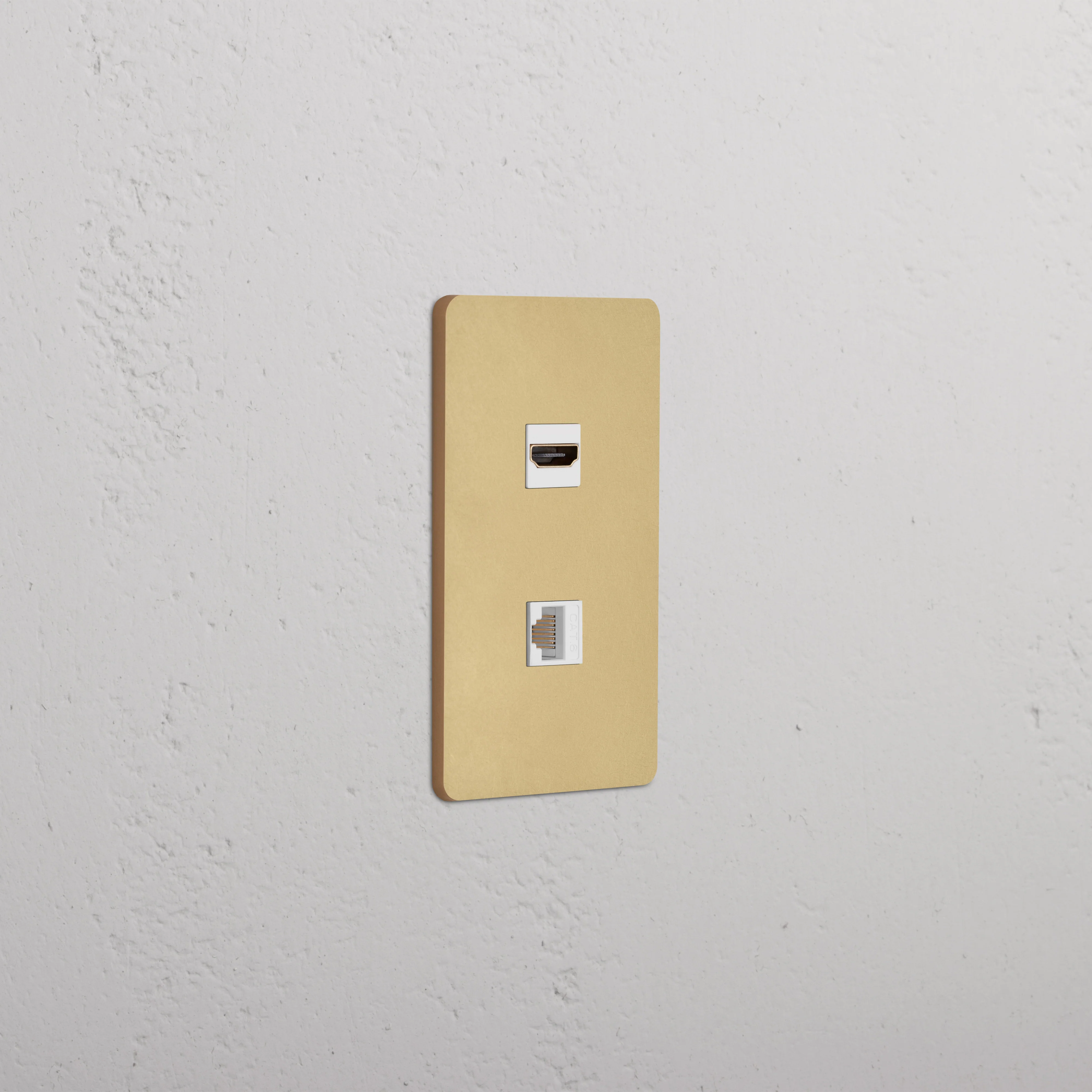 Grove 1G HDMI & CAT 6 Keystone - Antique Brass White