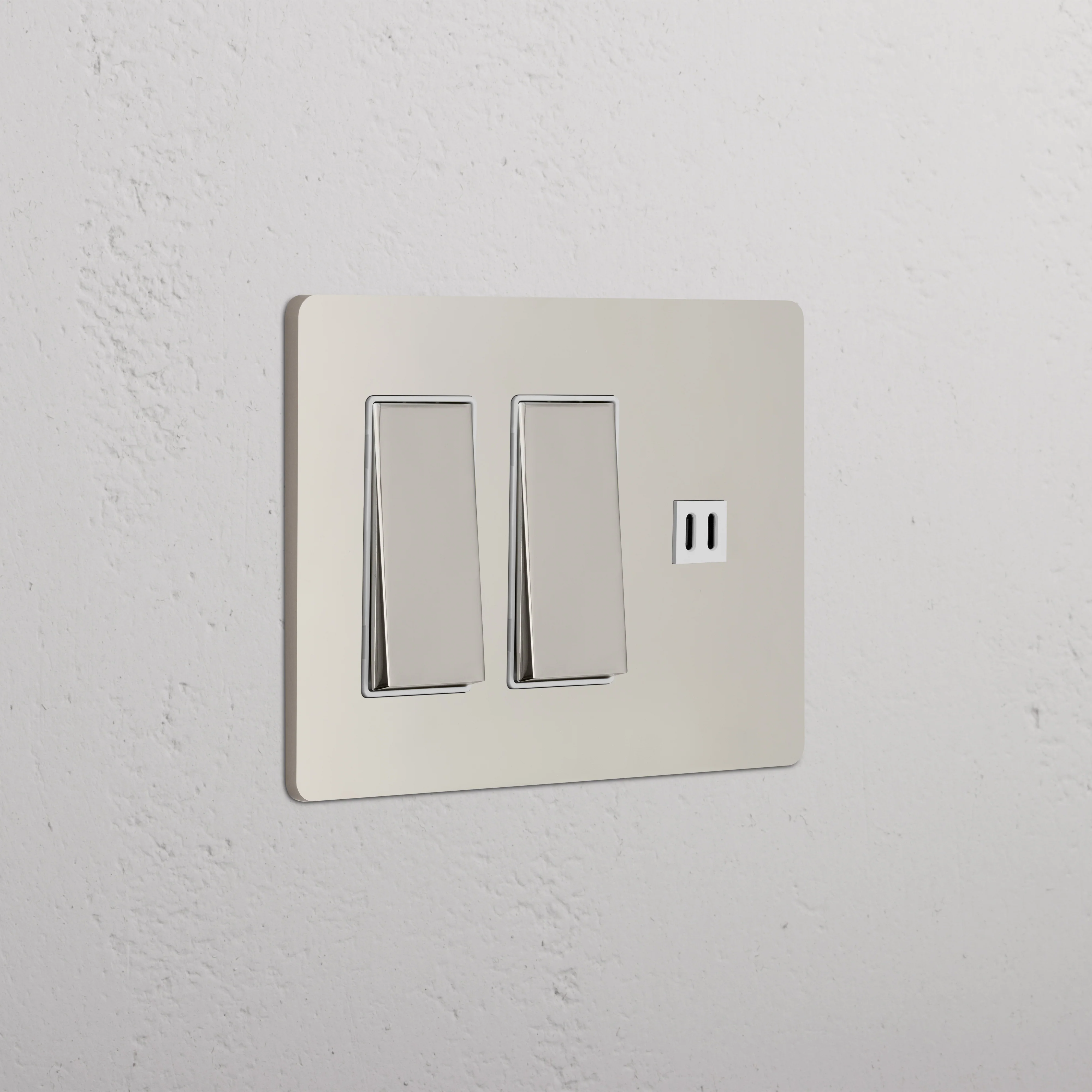 Grove 3G 2x Rocker Switch & Fast Charge USB - Polished Nickel White