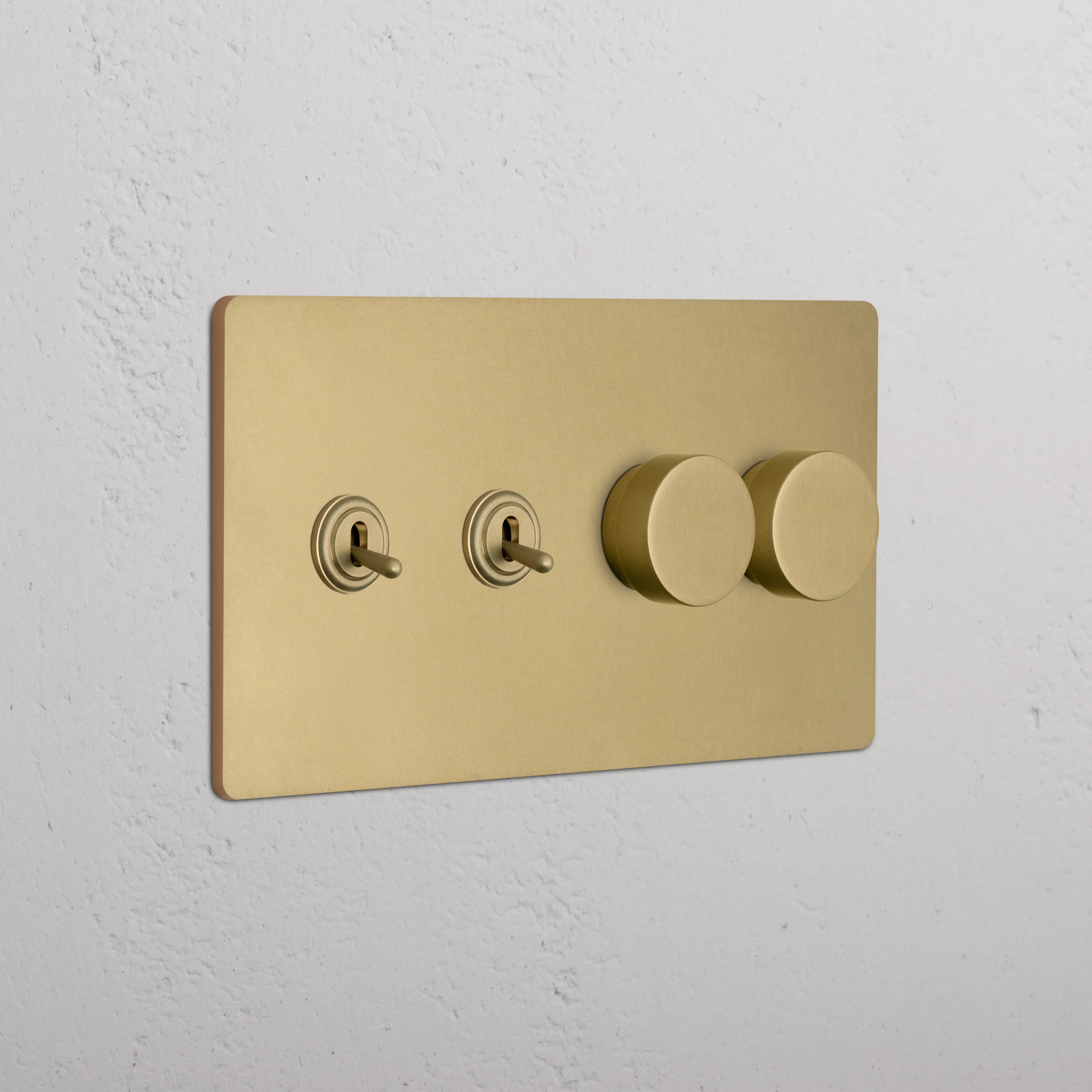 Grove 4G 2x Toggle & 2x Dimmer Switch - Antique Brass
