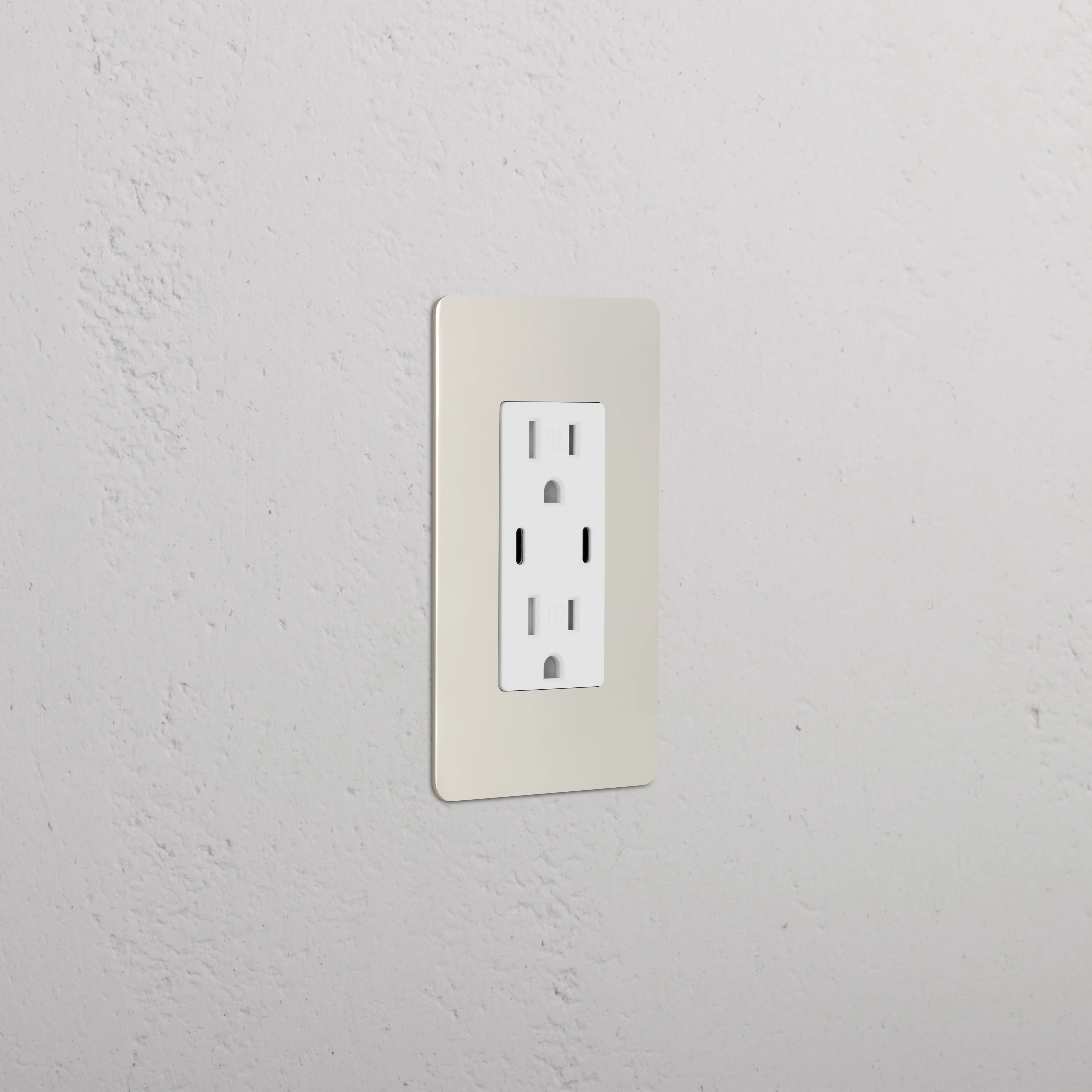 Kew 1G 15A USB Outlet - Polished Nickel White