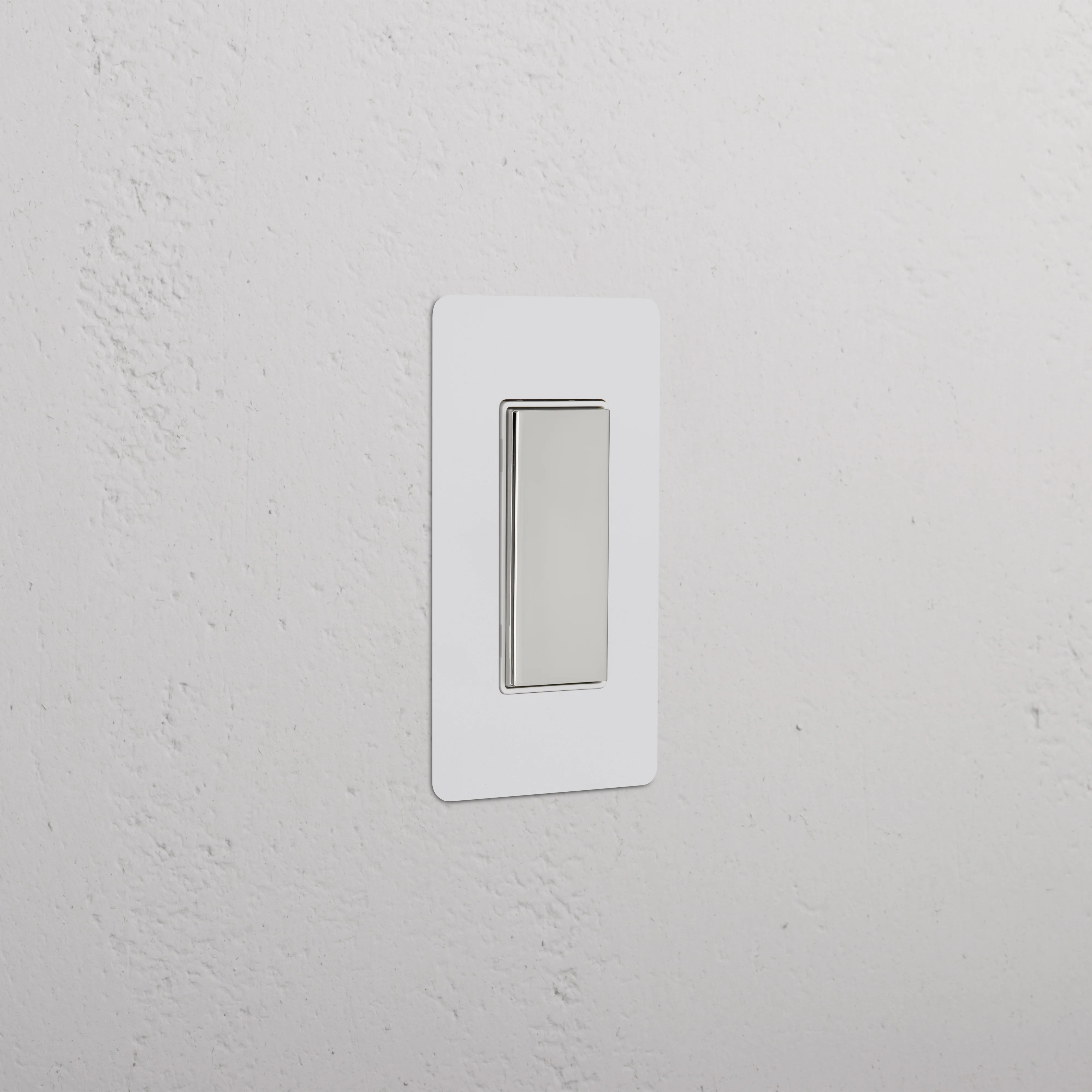 Kew 1G Center Retractive Rocker Switch - Paintable Polished Nickel White