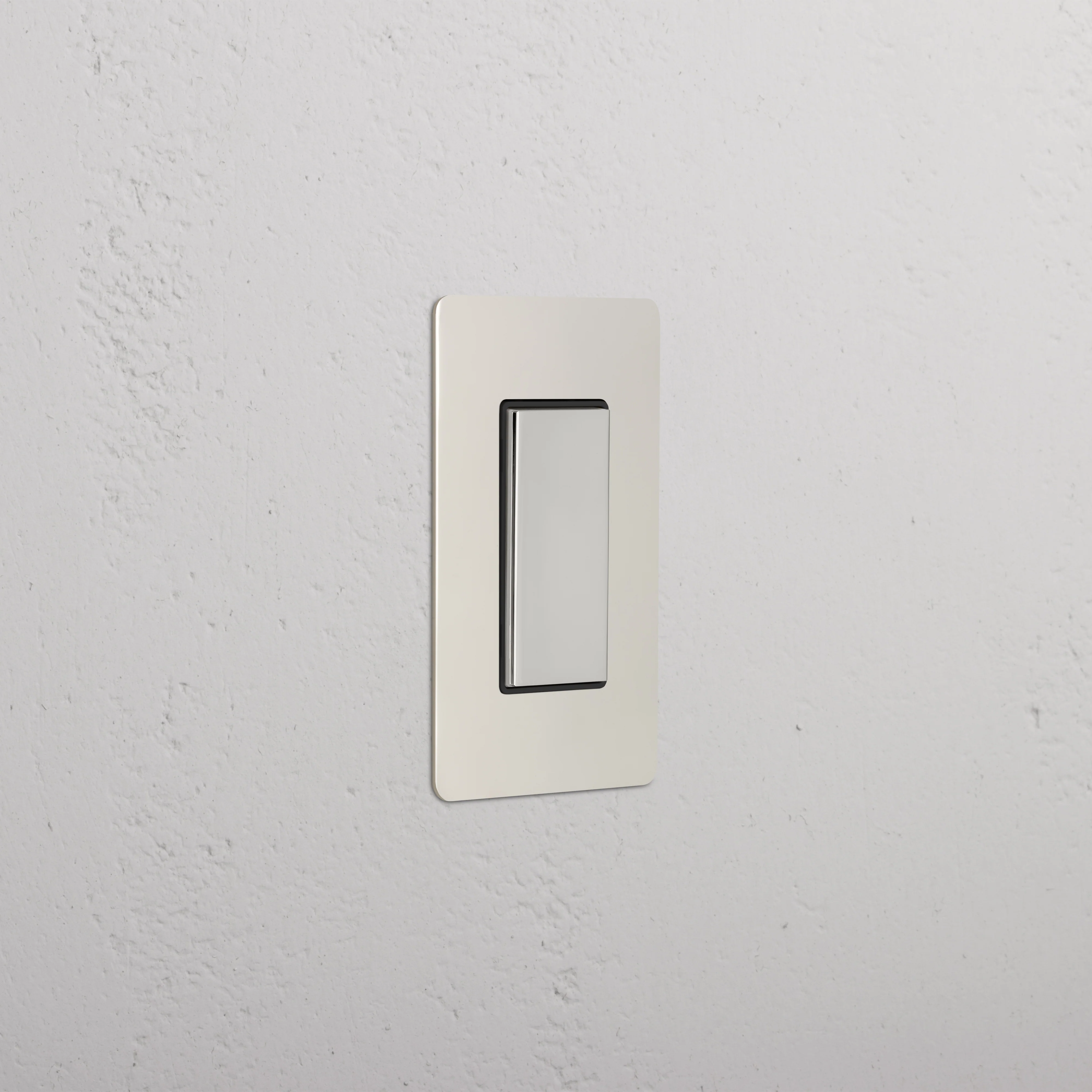 Kew 1G Center Retractive Rocker Switch - Polished Nickel Black