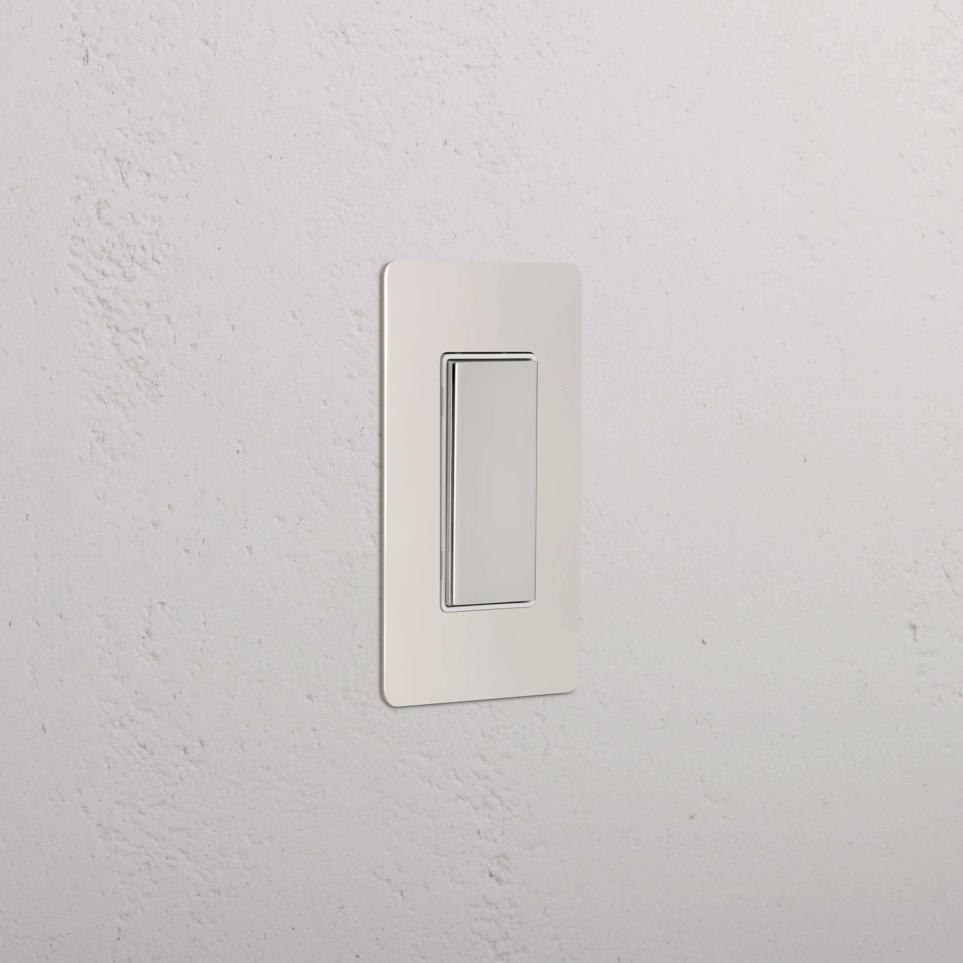 Kew 1G Center Retractive Rocker Switch - Polished Nickel White