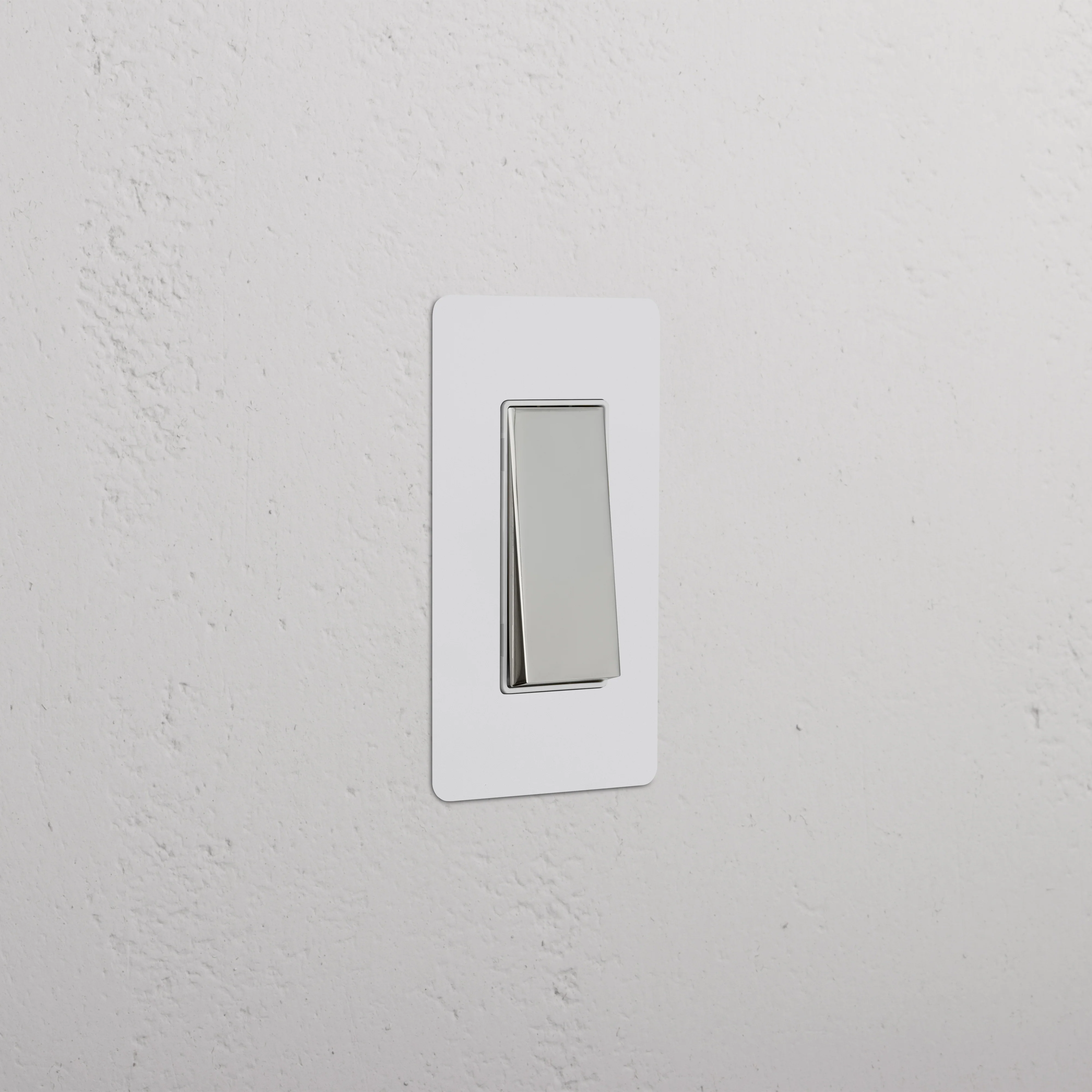 Kew 1G Double Pole Rocker Switch - Paintable Polished Nickel White