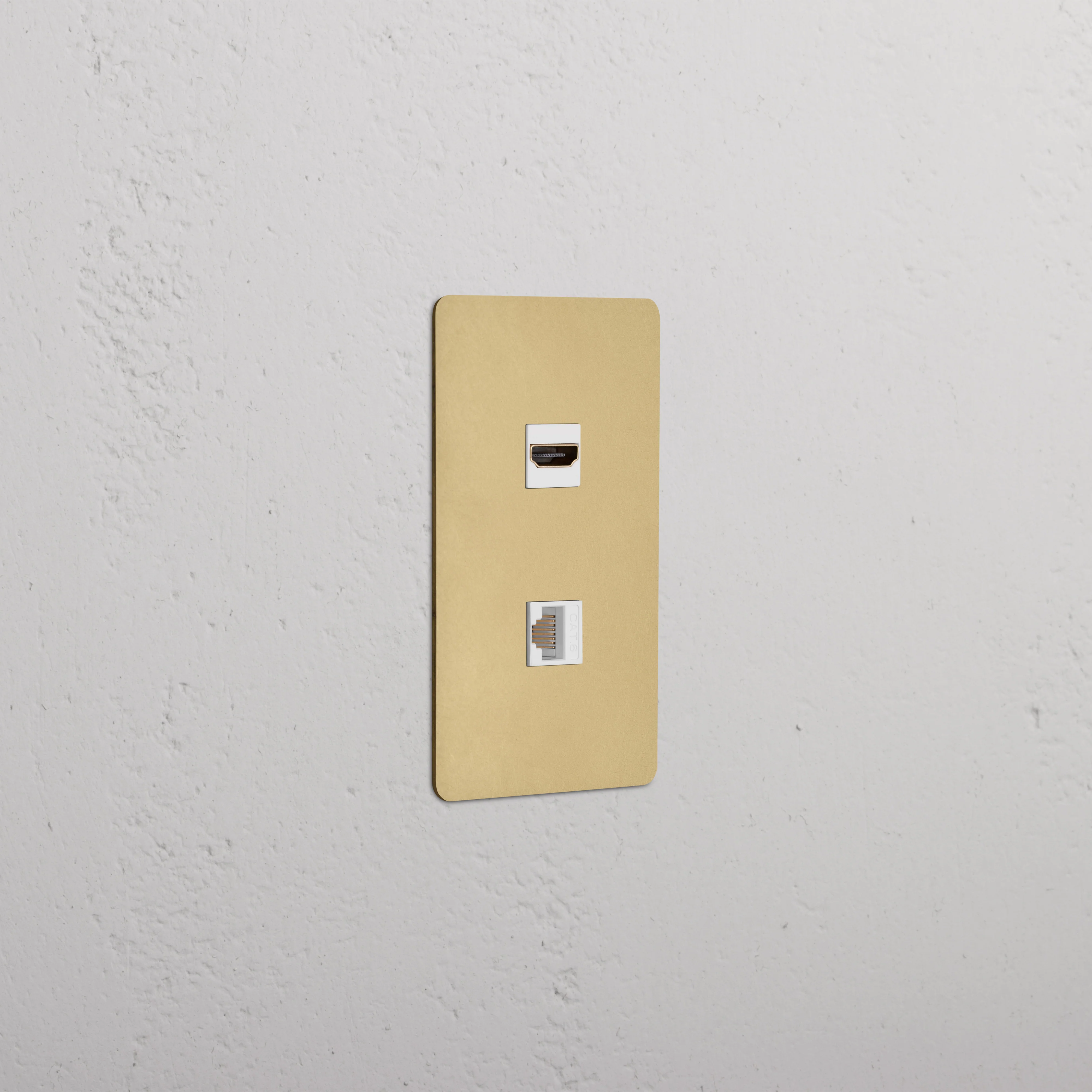 Kew 1G HDMI & CAT 6 Keystone - Antique Brass White