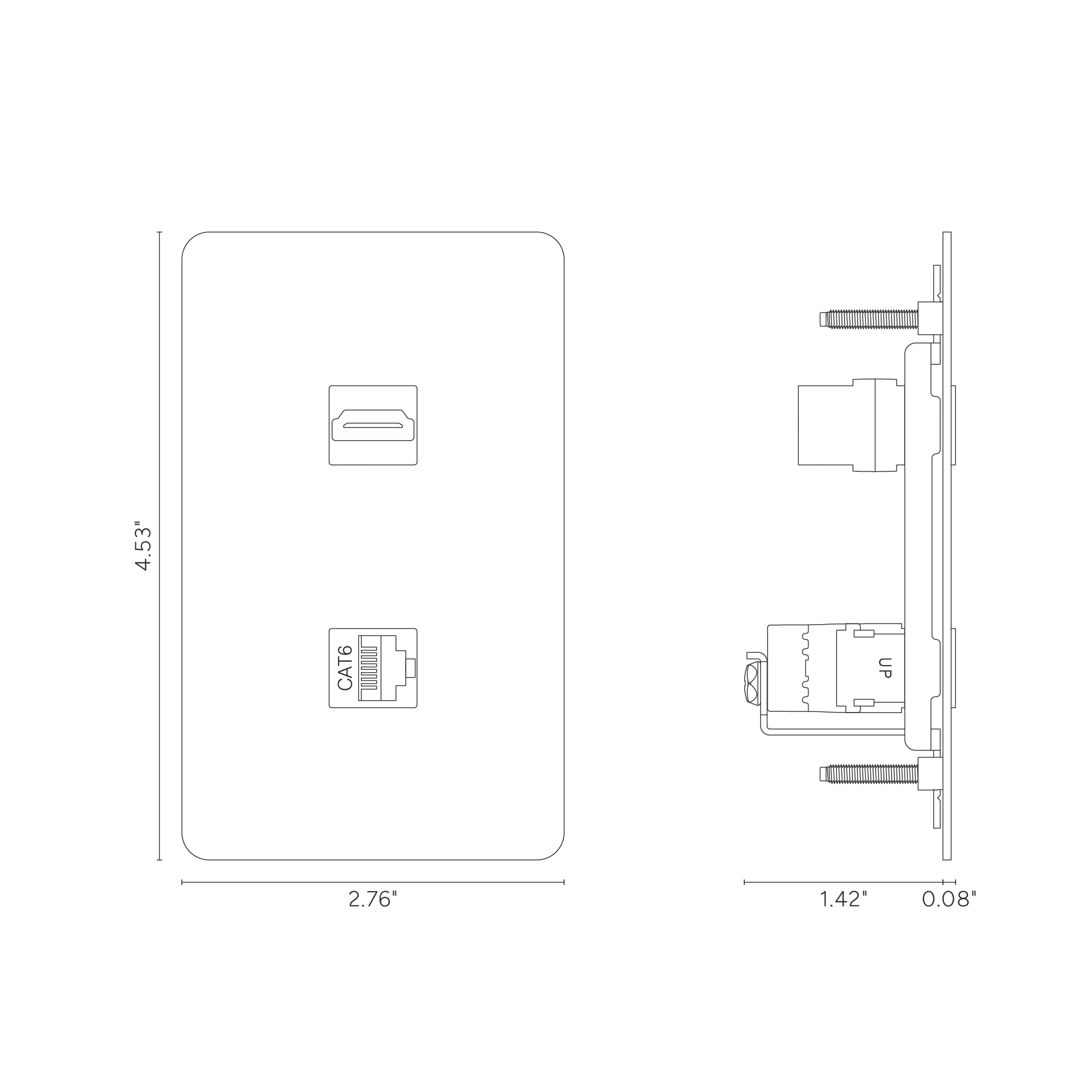 Kew 1G HDMI & CAT 6 Keystone - Polished Nickel Black - Image 2