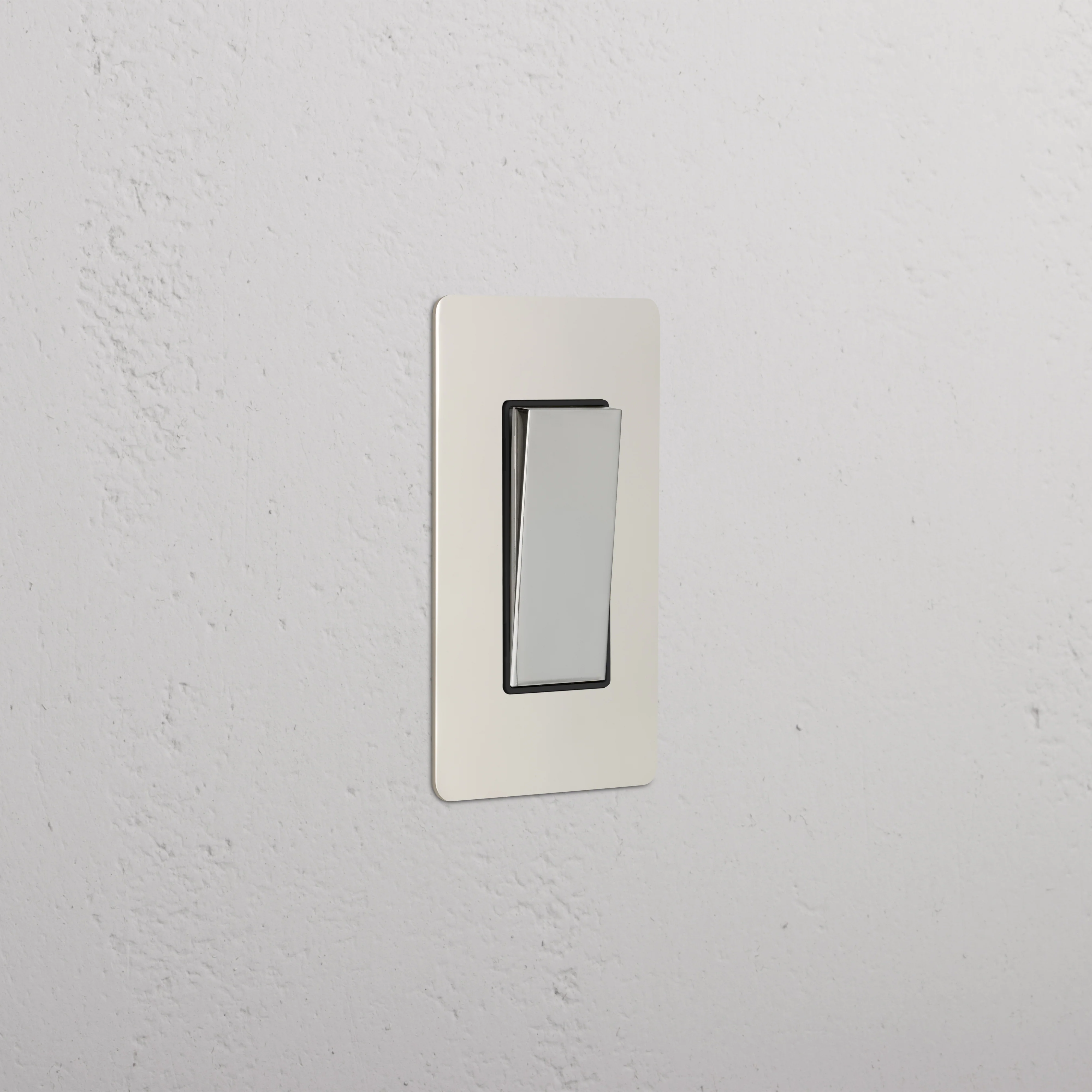 Kew 1G Retractive Rocker Switch - Polished Nickel Black