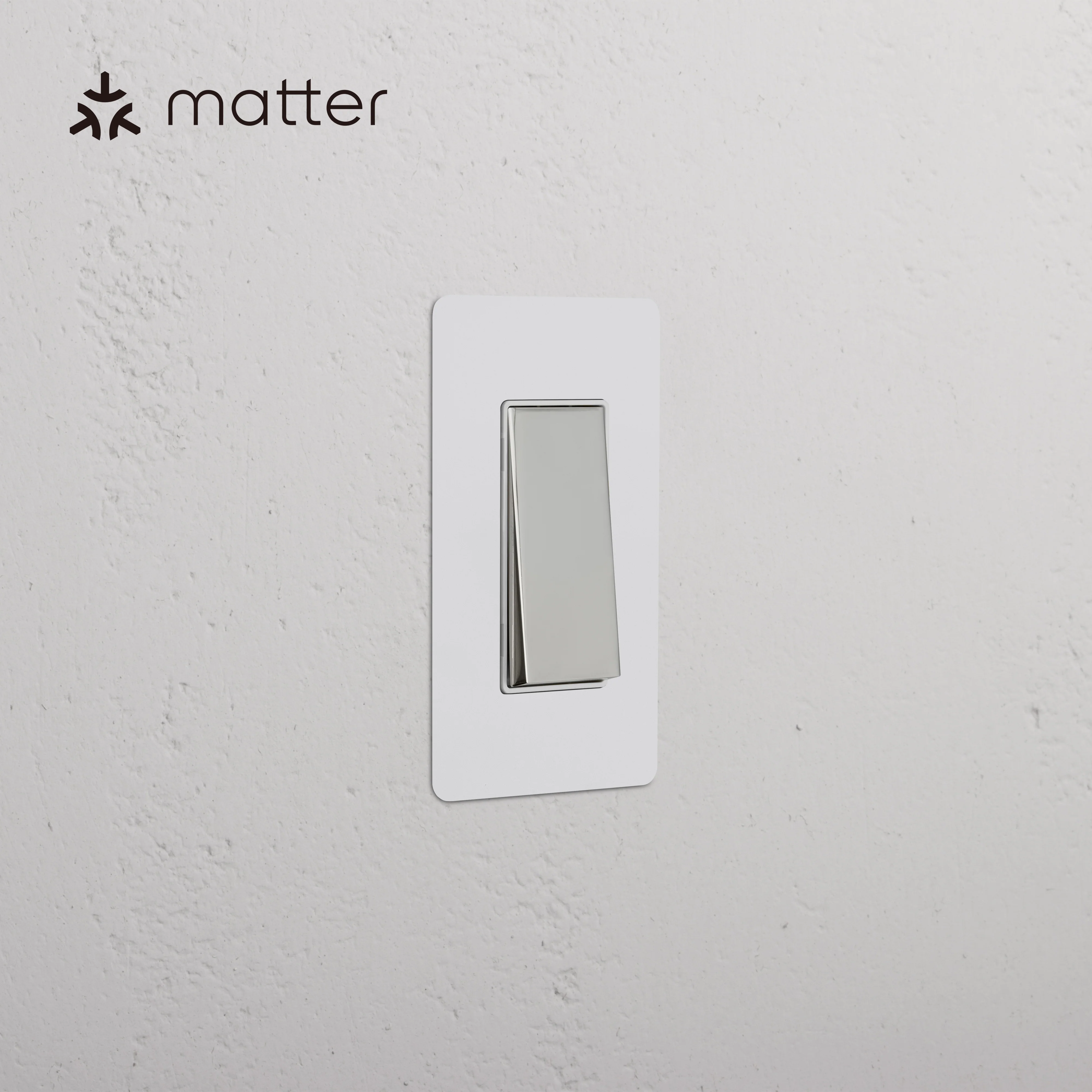 Kew 1G Smart Retractive Rocker Switch - Paintable Polished Nickel White