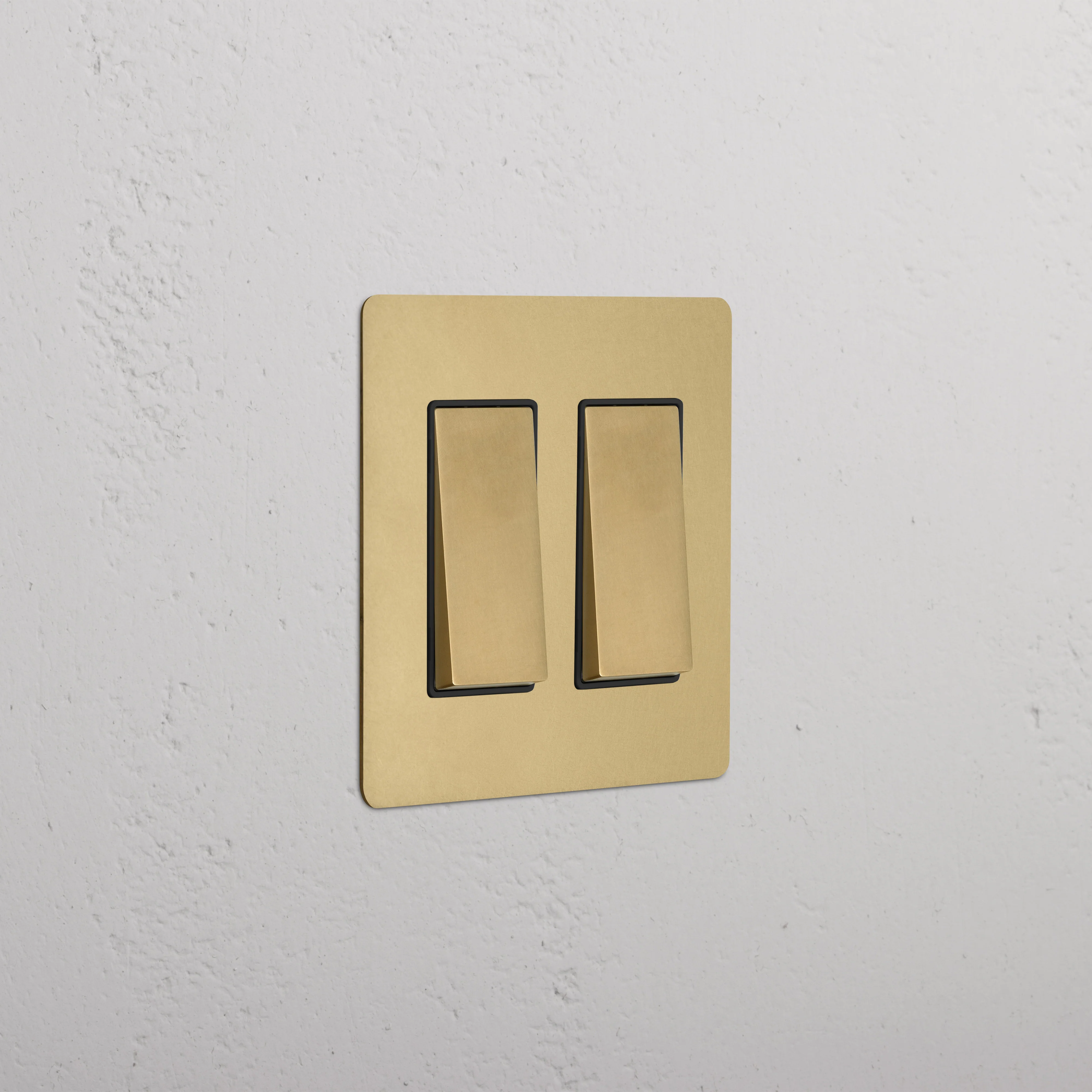 Kew 2G Rocker Switch - Antique Brass Black