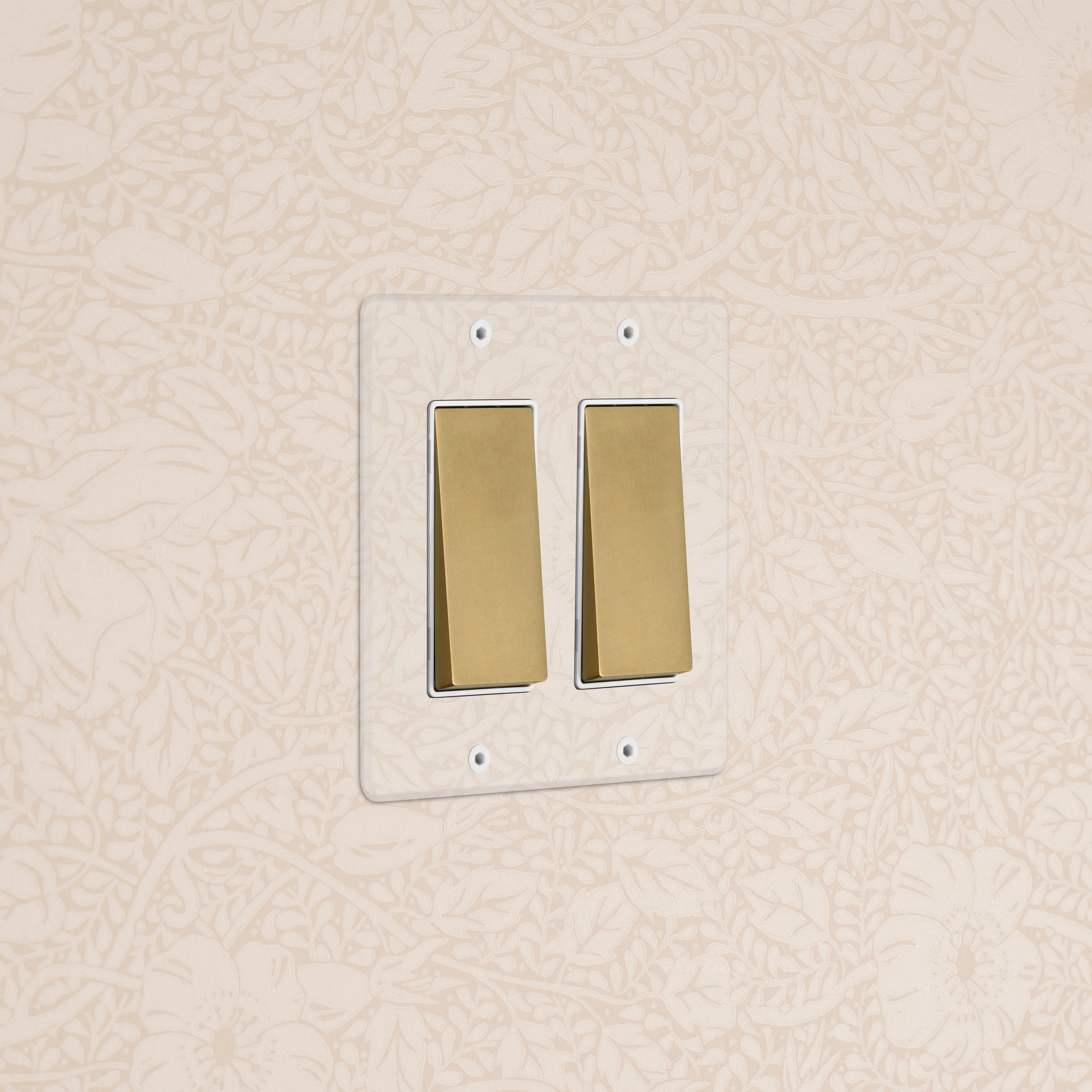 Kew 2G Rocker Switch - Clear Antique Brass White