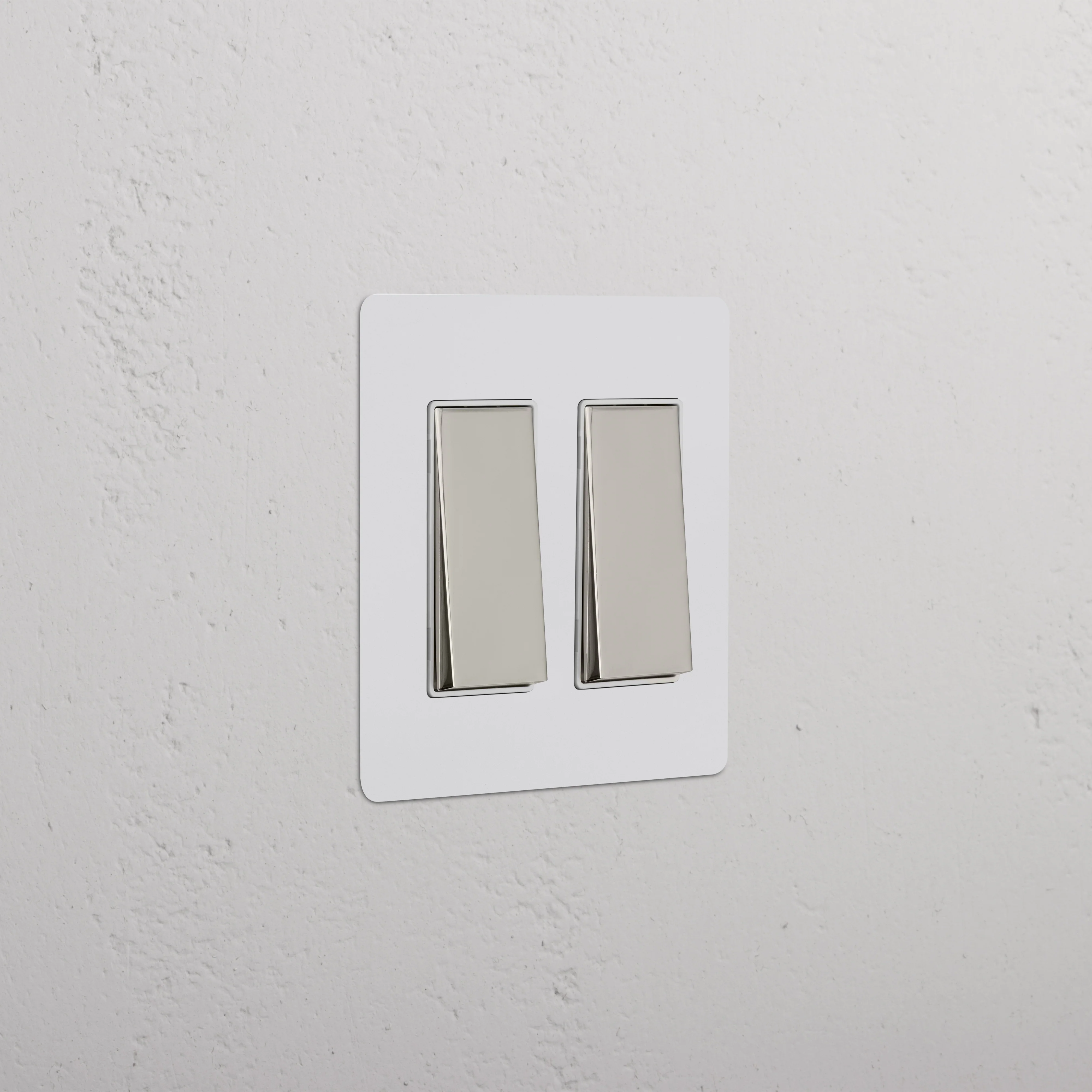 Kew 2G Rocker Switch - Paintable Polished Nickel White