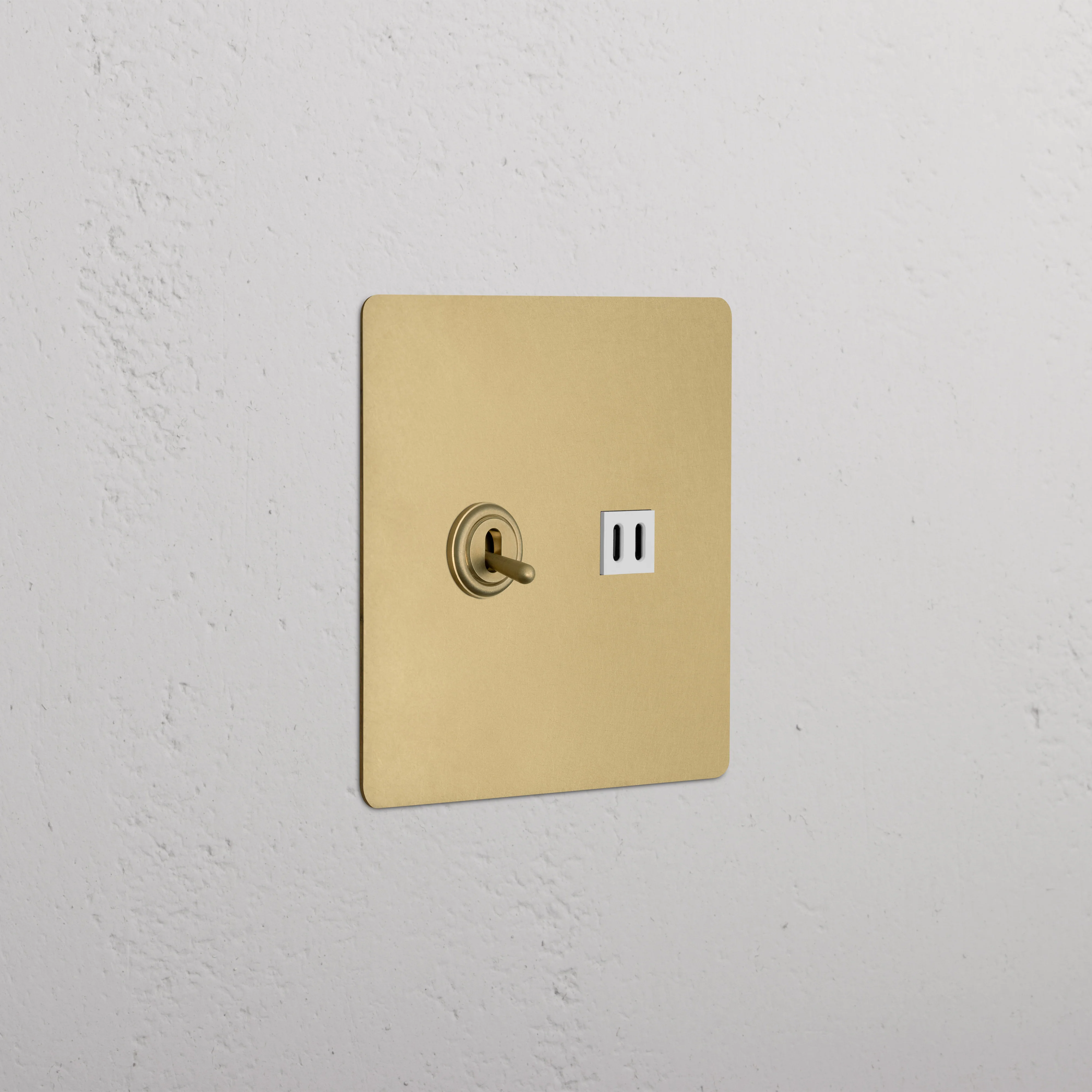 Kew 2G Toggle Switch & Fast Charge USB - Antique Brass White