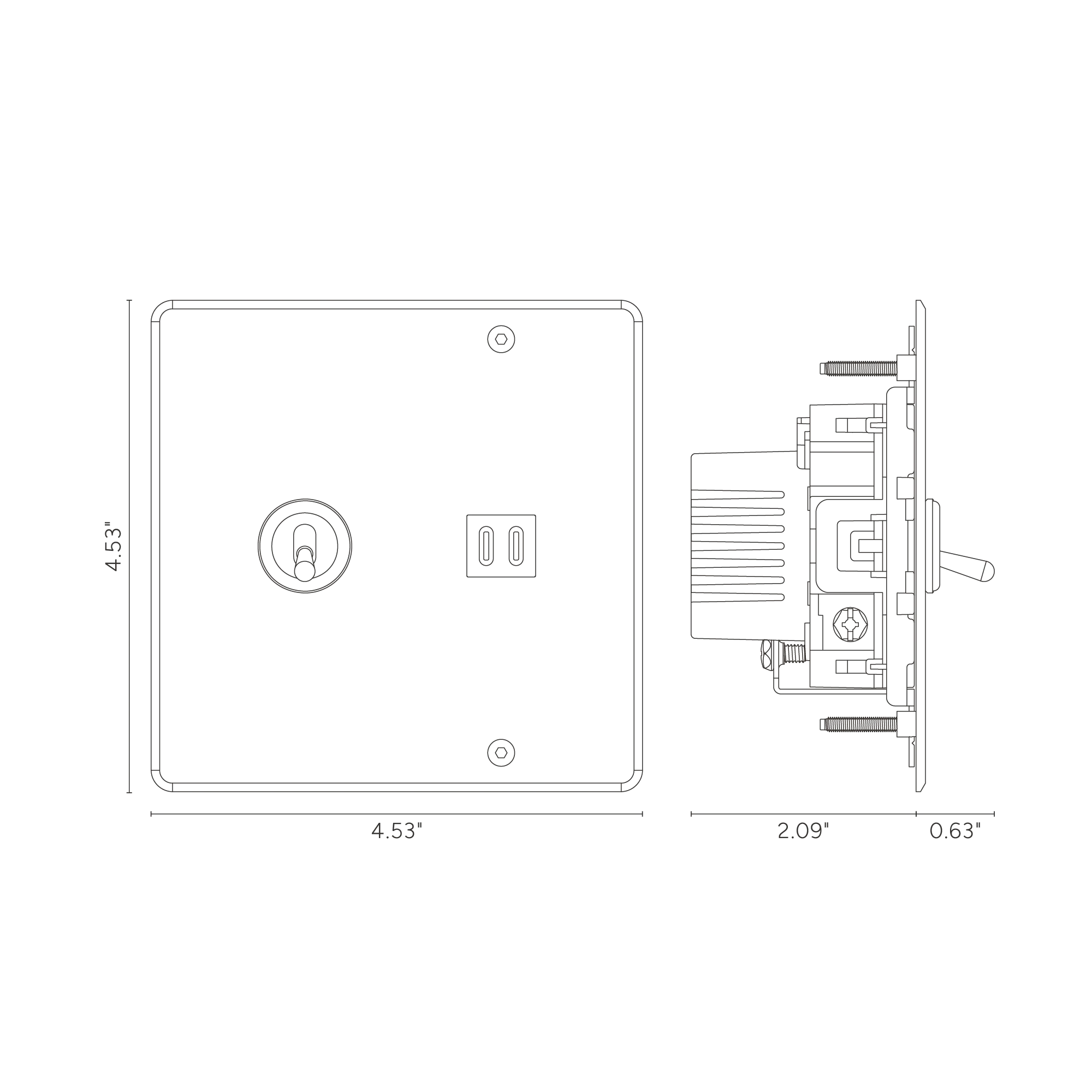 Kew 2G Toggle Switch & Fast Charge USB - Clear Antique Brass Black - Image 2