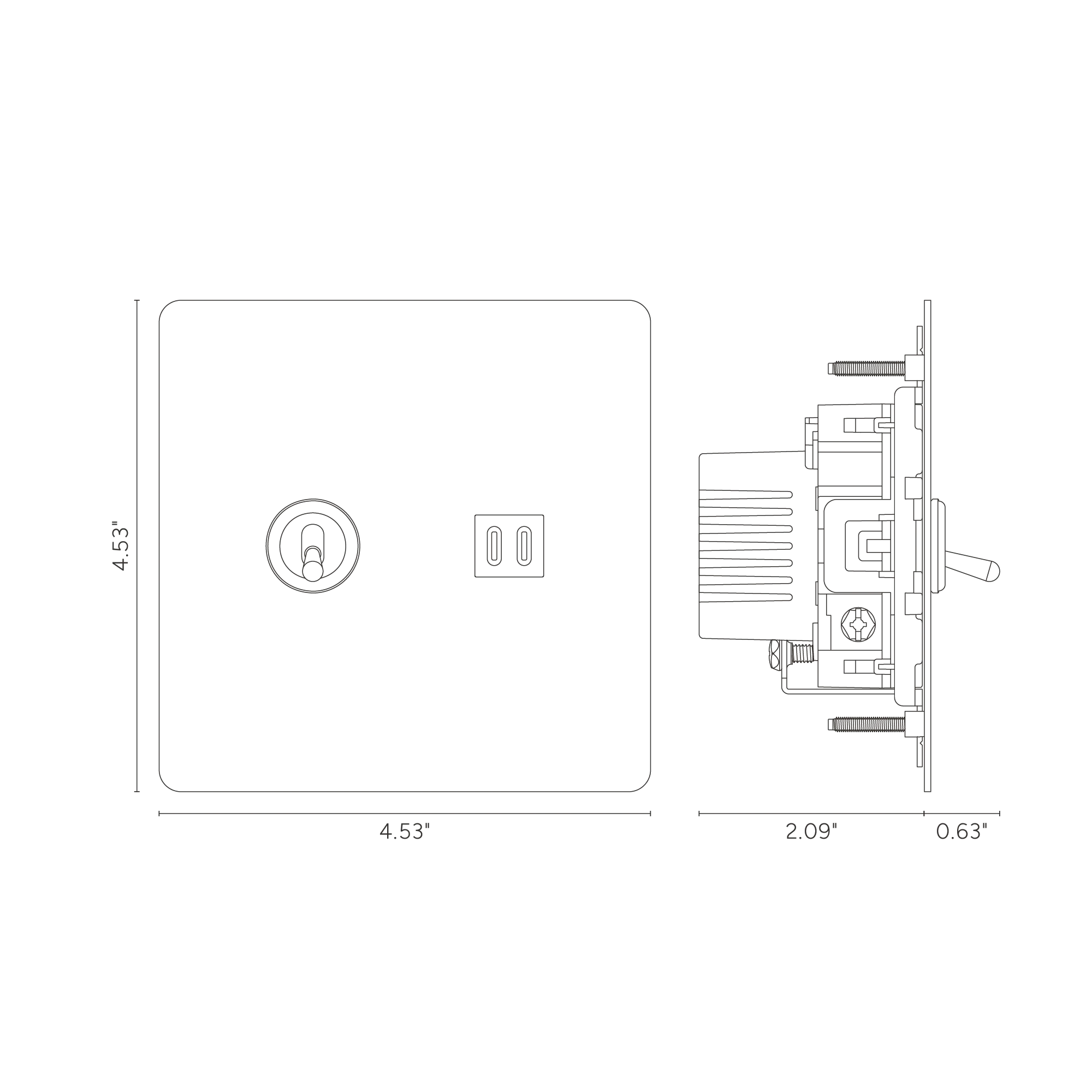 Kew 2G Toggle Switch & Fast Charge USB - Paintable Bronze Black - Image 4