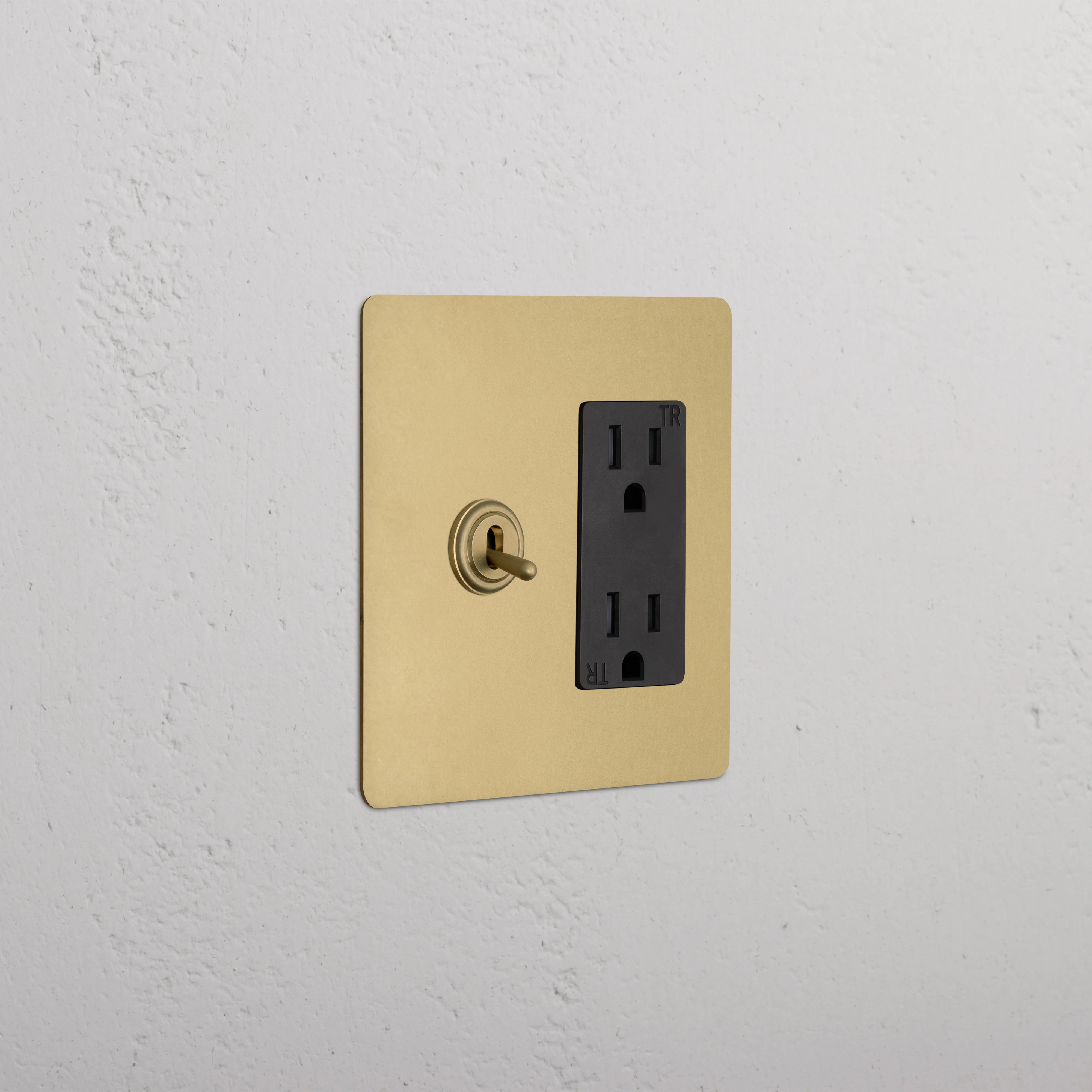 Kew 2G Toggle Switch & Outlet - Antique Brass Black