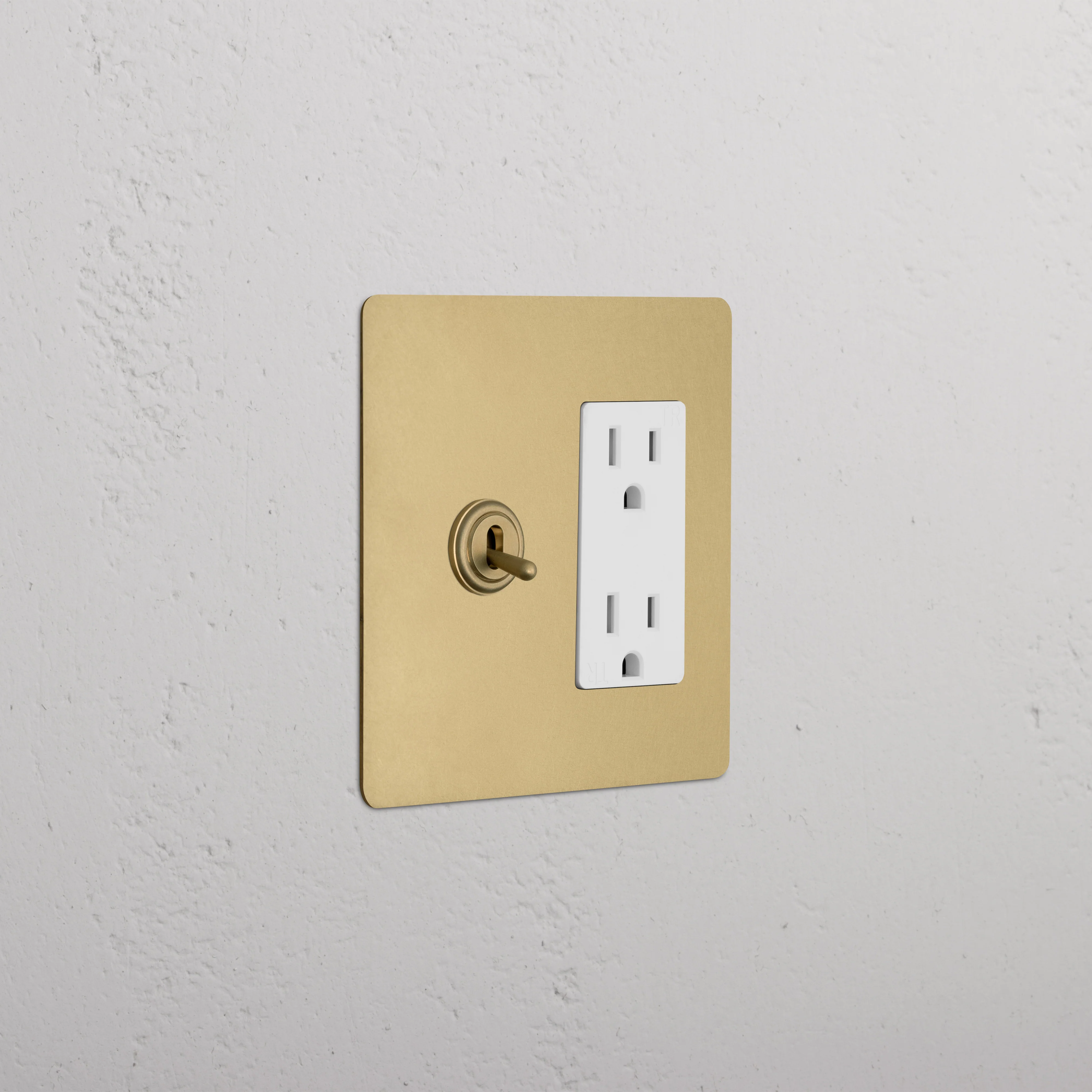 Kew 2G Toggle Switch & Outlet - Antique Brass White