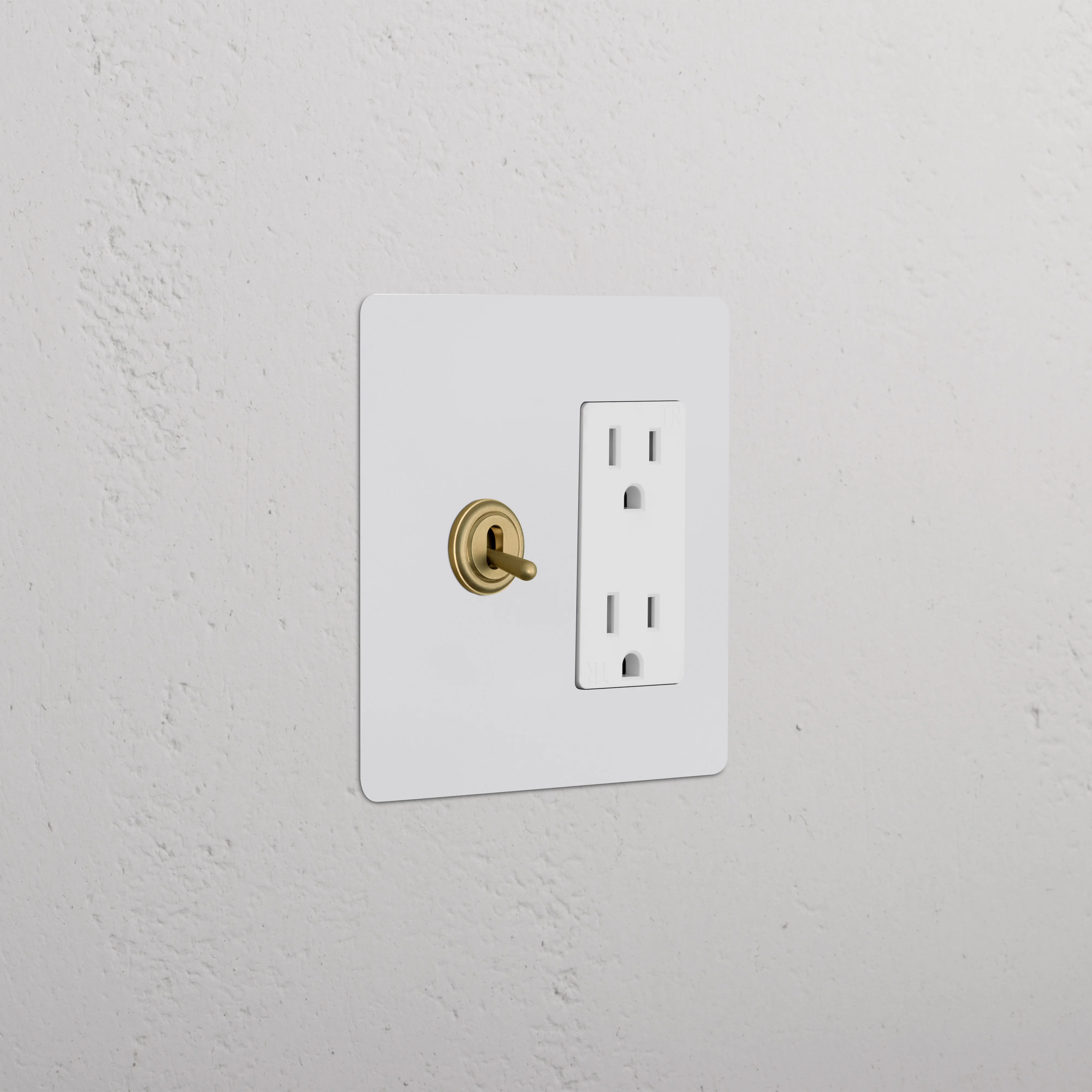 Kew 2G Toggle Switch & Outlet - Paintable Antique Brass White