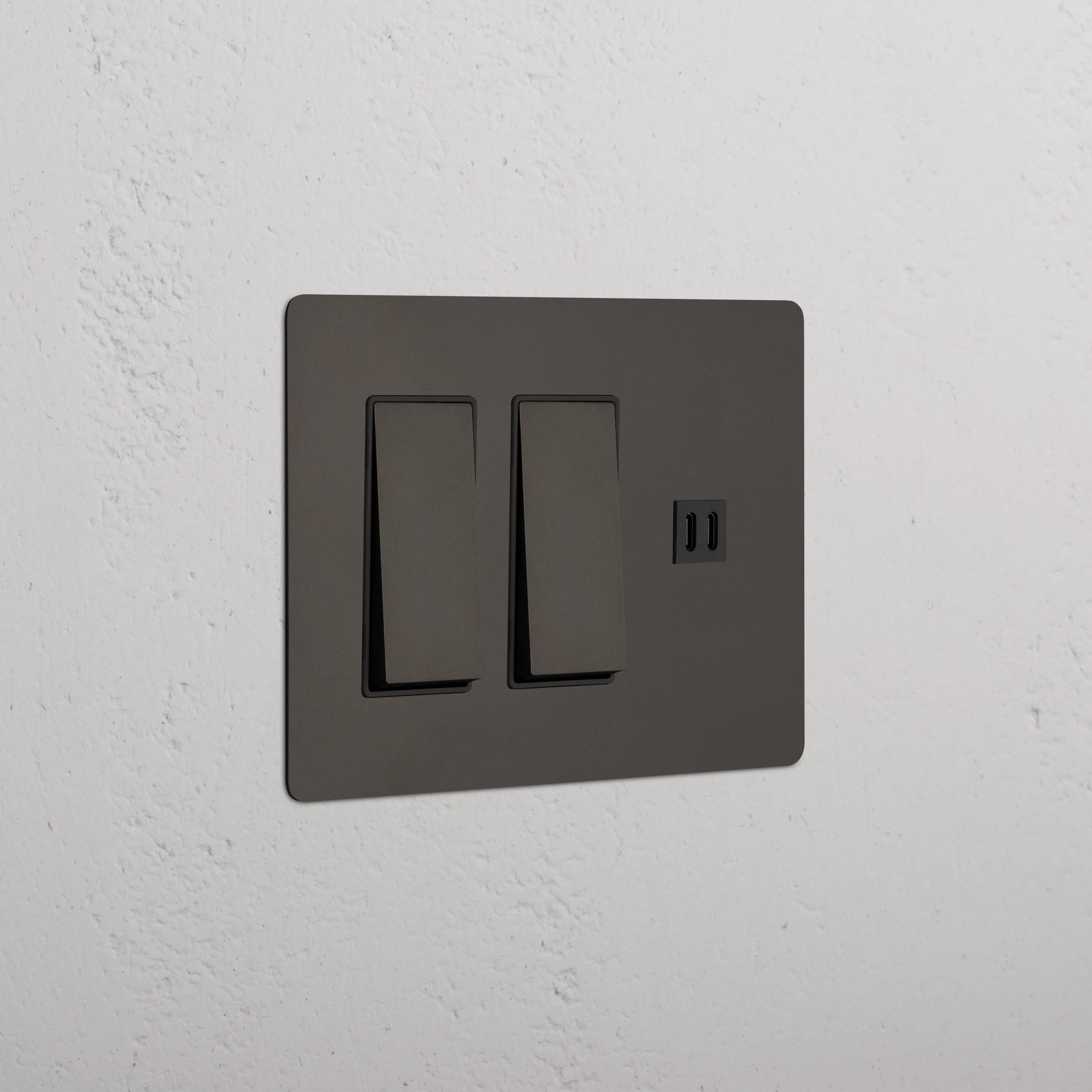 Kew 3G 2x Rocker Switch & Fast Charge USB - Bronze Black