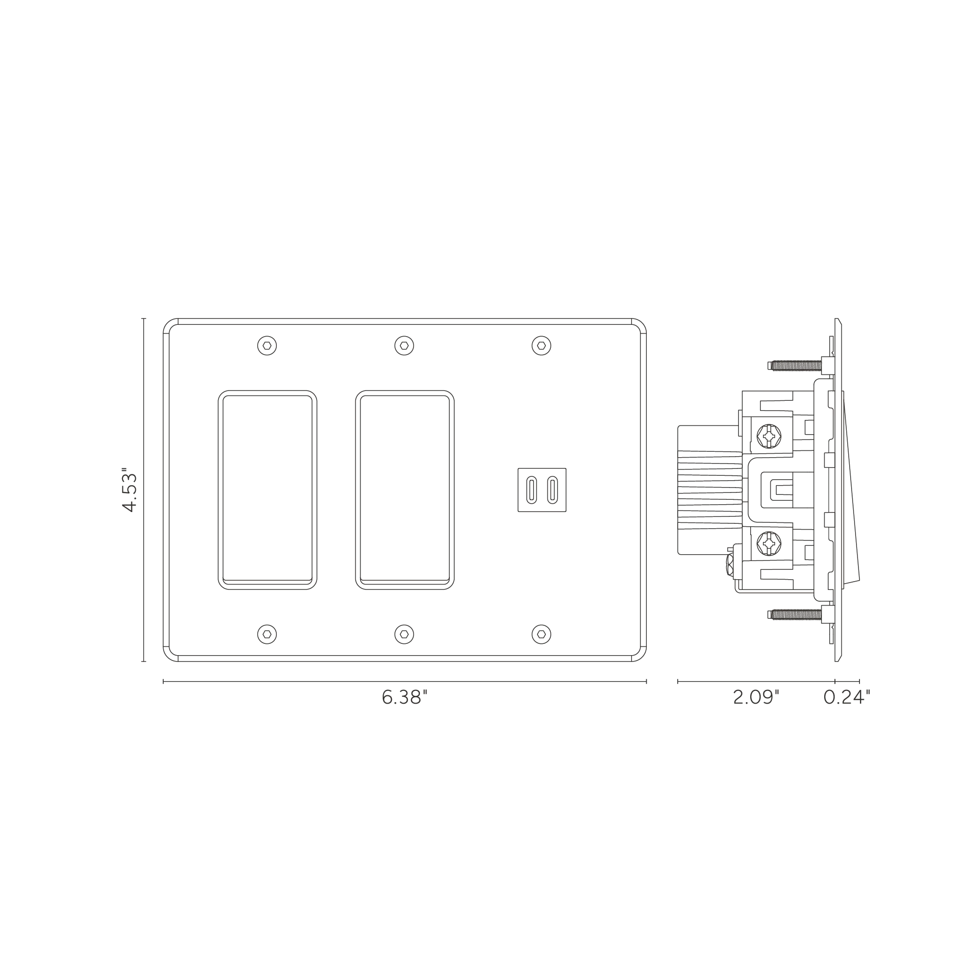 Kew 3G 2x Rocker Switch & Fast Charge USB - Clear Antique Brass White - Image 2