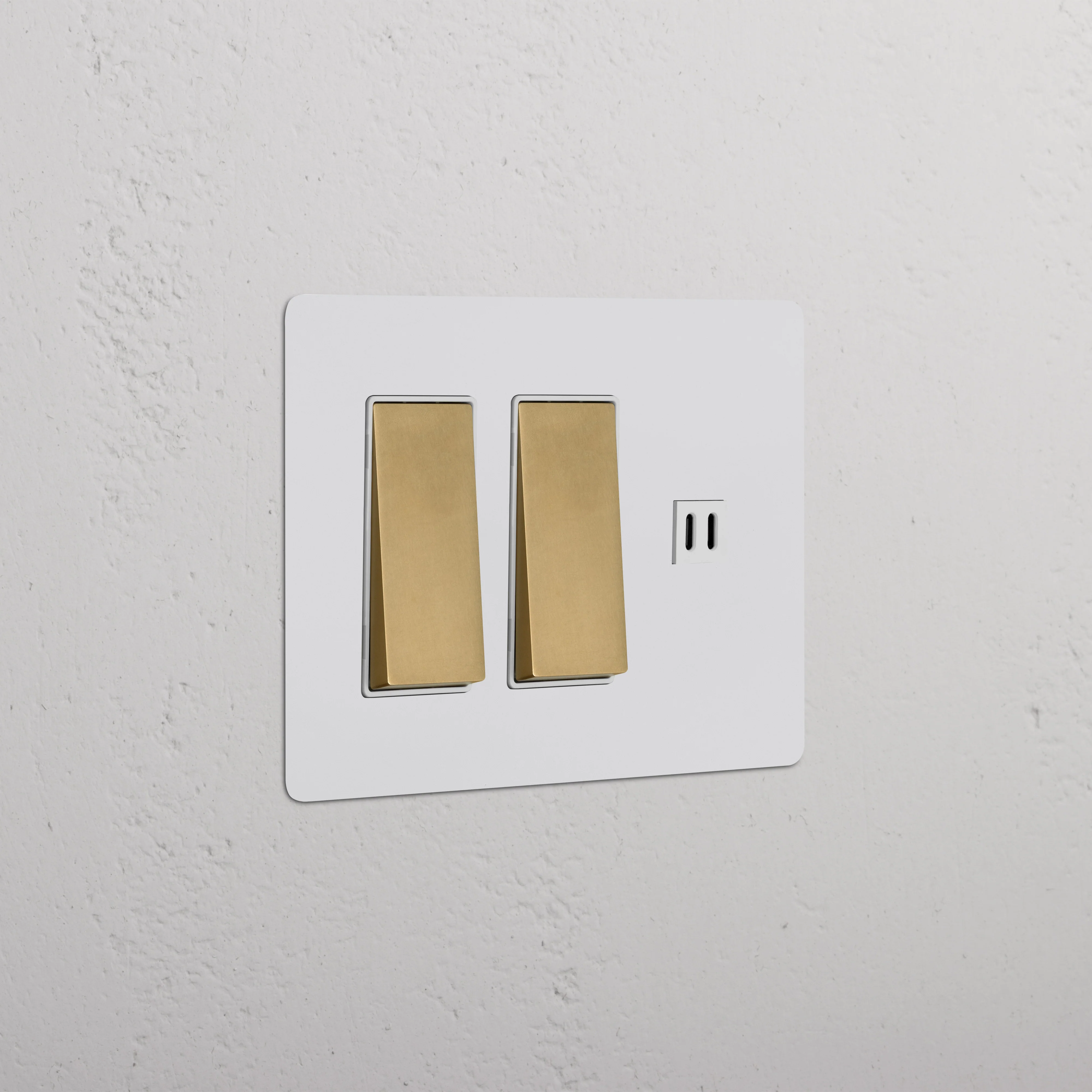 Kew 3G 2x Rocker Switch & Fast Charge USB - Paintable Antique Brass White