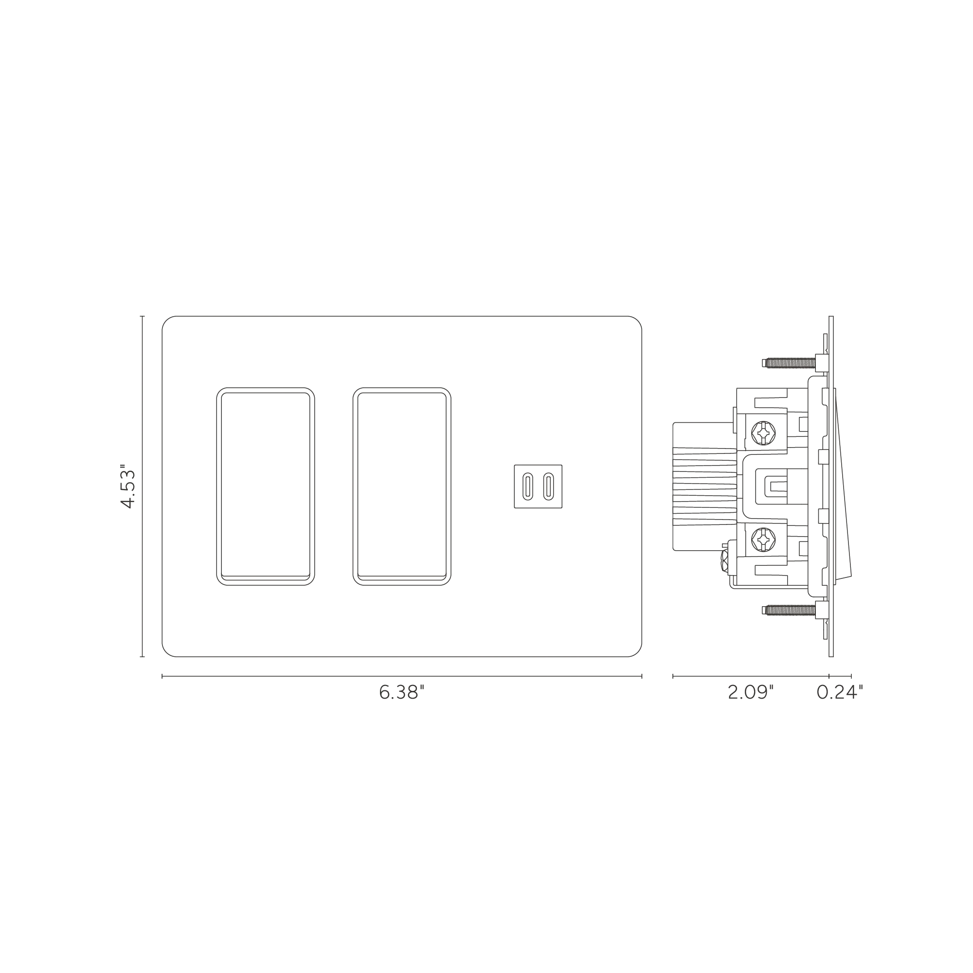 Kew 3G 2x Rocker Switch & Fast Charge USB - Paintable Polished Nickel Black - Image 2