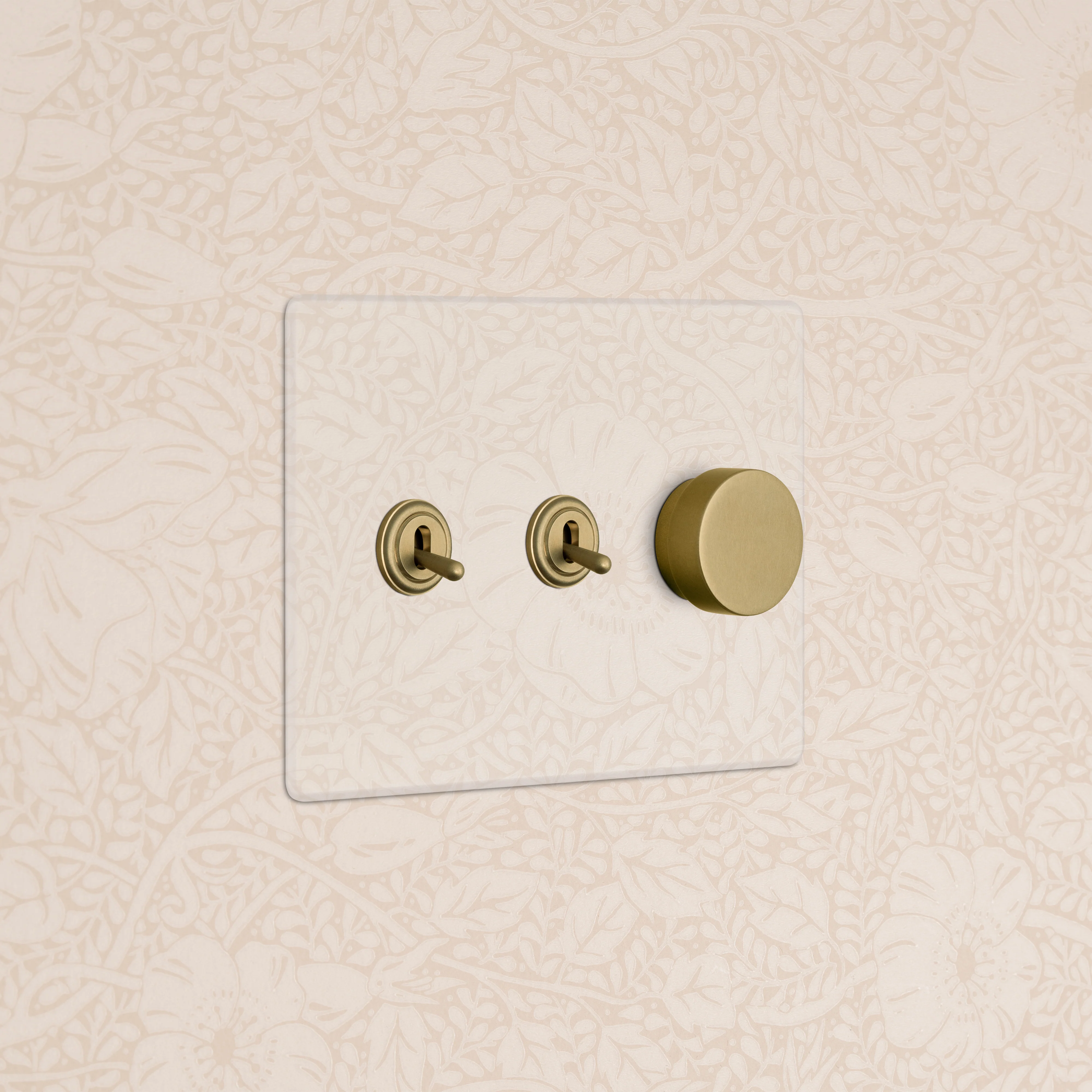 Kew 3G 2x Toggle & Dimmer Switch - Clear Antique Brass