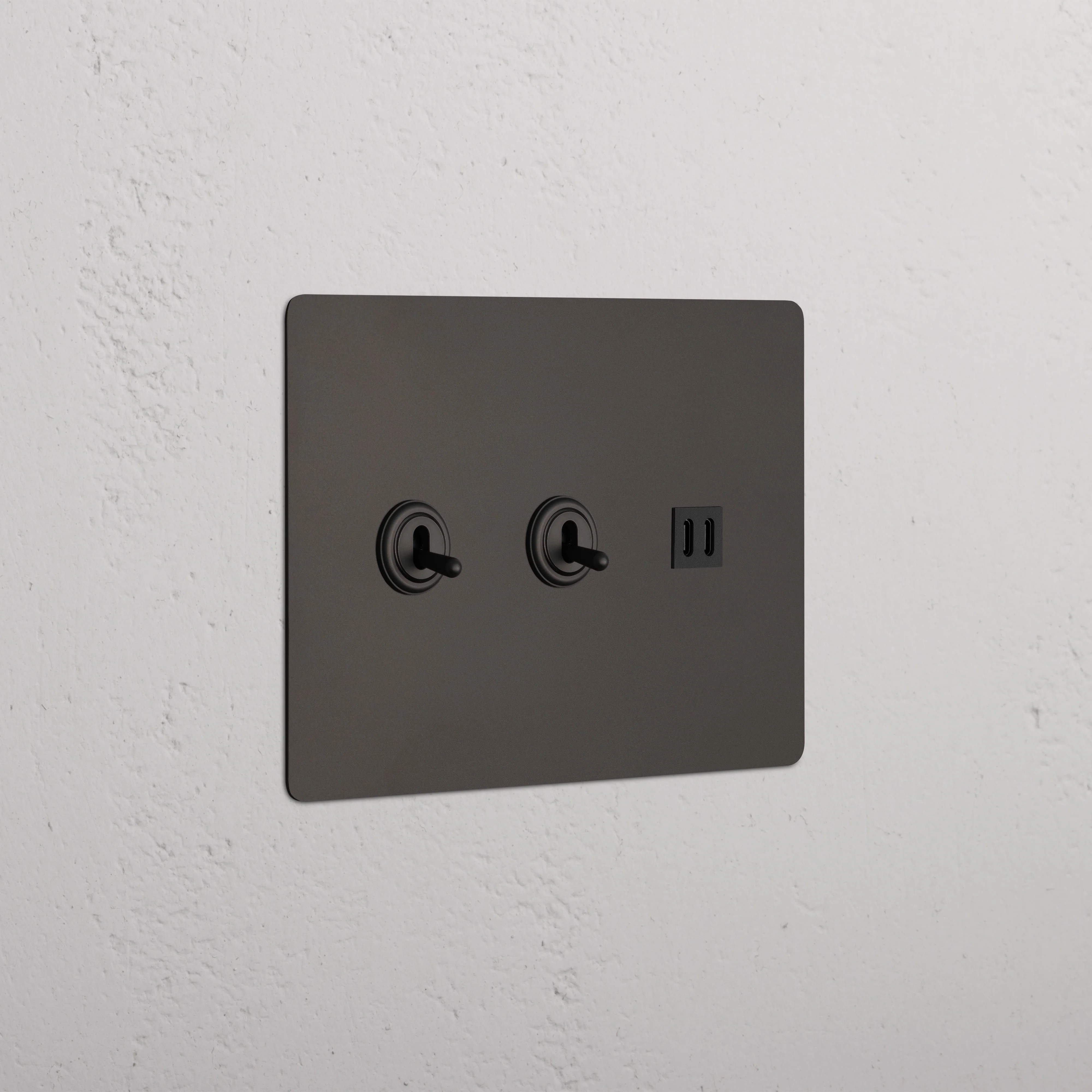 Kew 3G 2x Toggle Switch & Fast Charge USB - Bronze Black