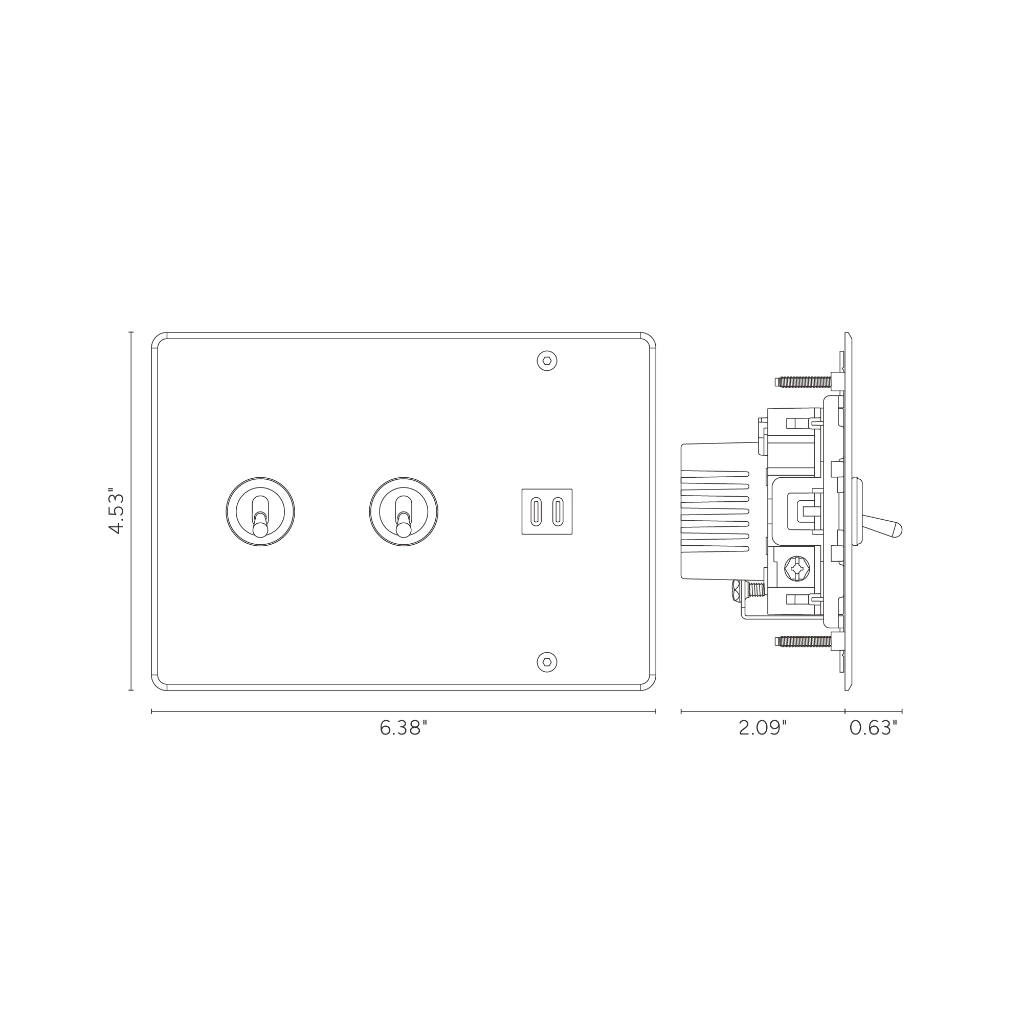 Kew 3G 2x Toggle Switch & Fast Charge USB - Clear Polished Nickel Black - Image 2