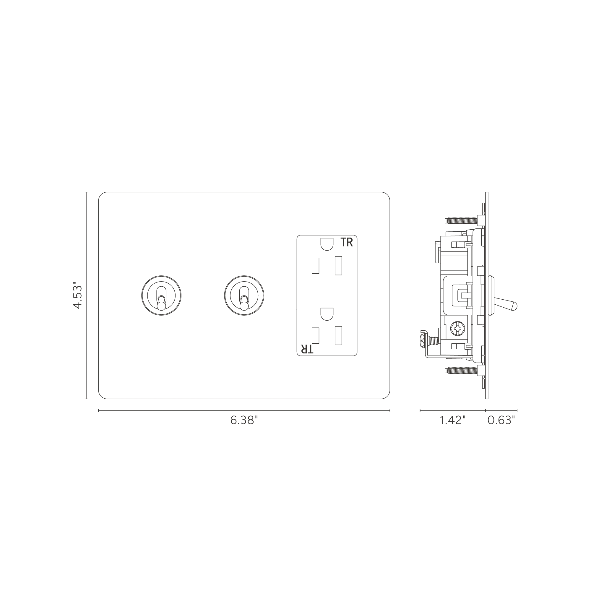 Kew 3G 2x Toggle Switch & Outlet - Antique Brass White - Image 2