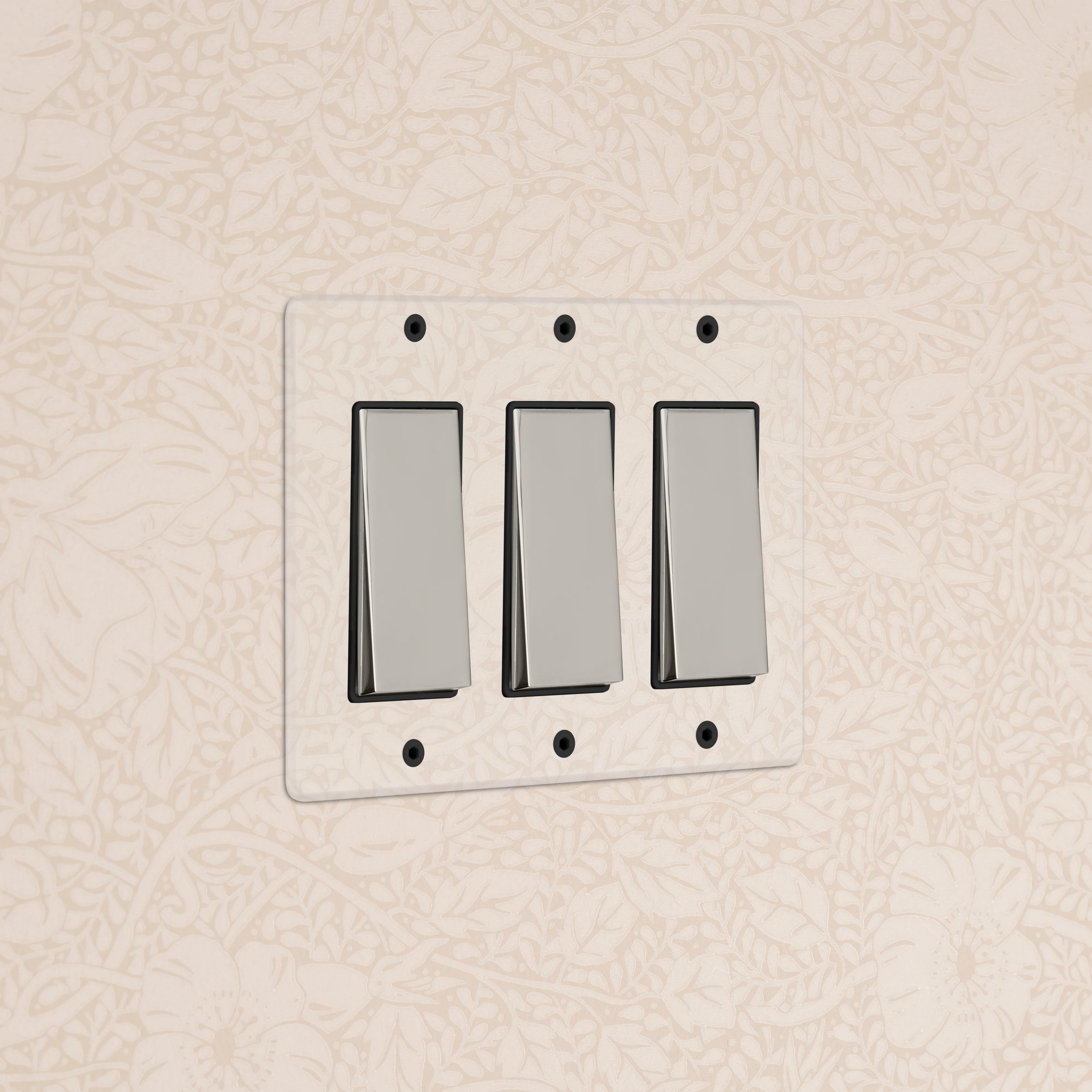 Kew 3G Rocker Switch - Clear Polished Nickel Black