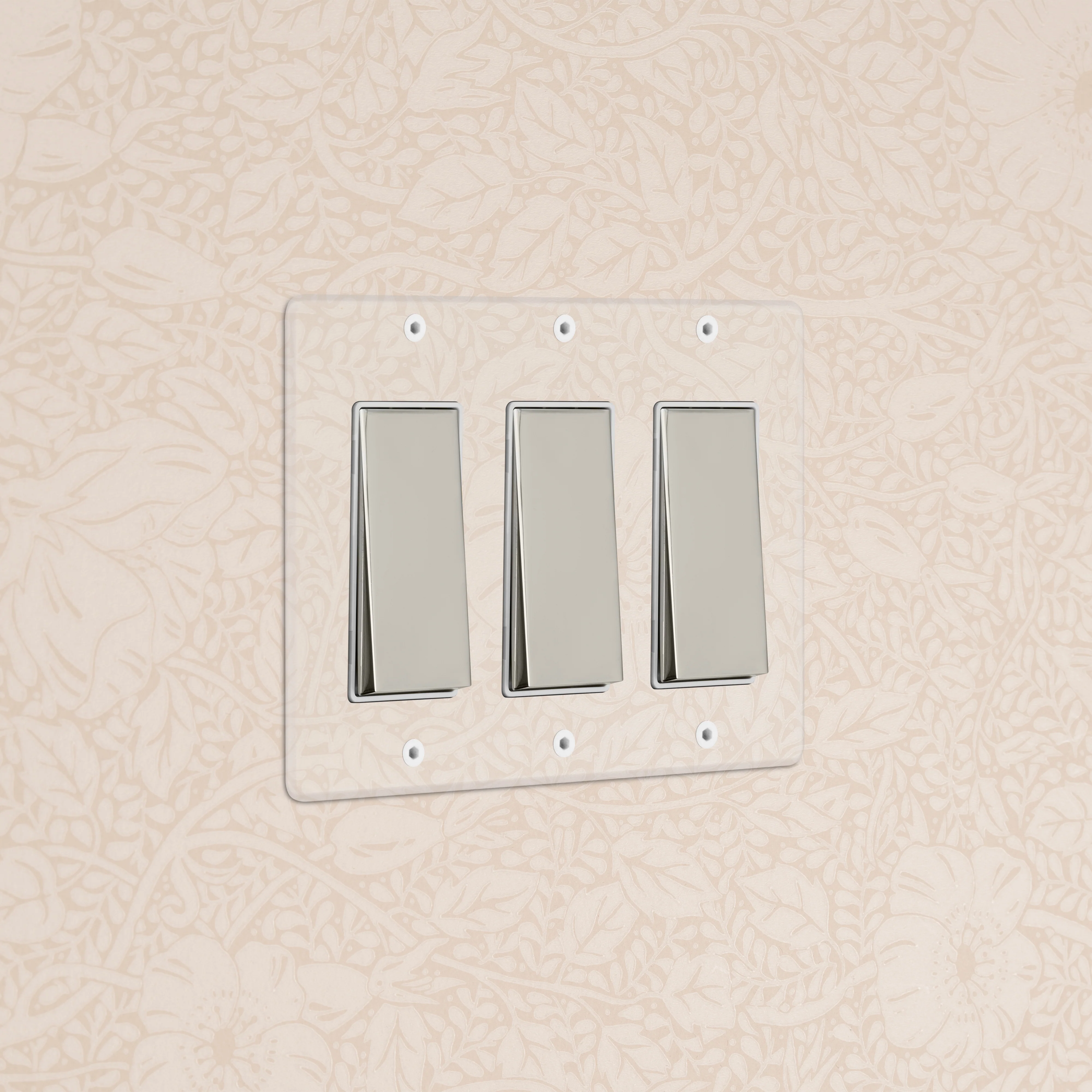 Kew 3G Rocker Switch - Clear Polished Nickel White