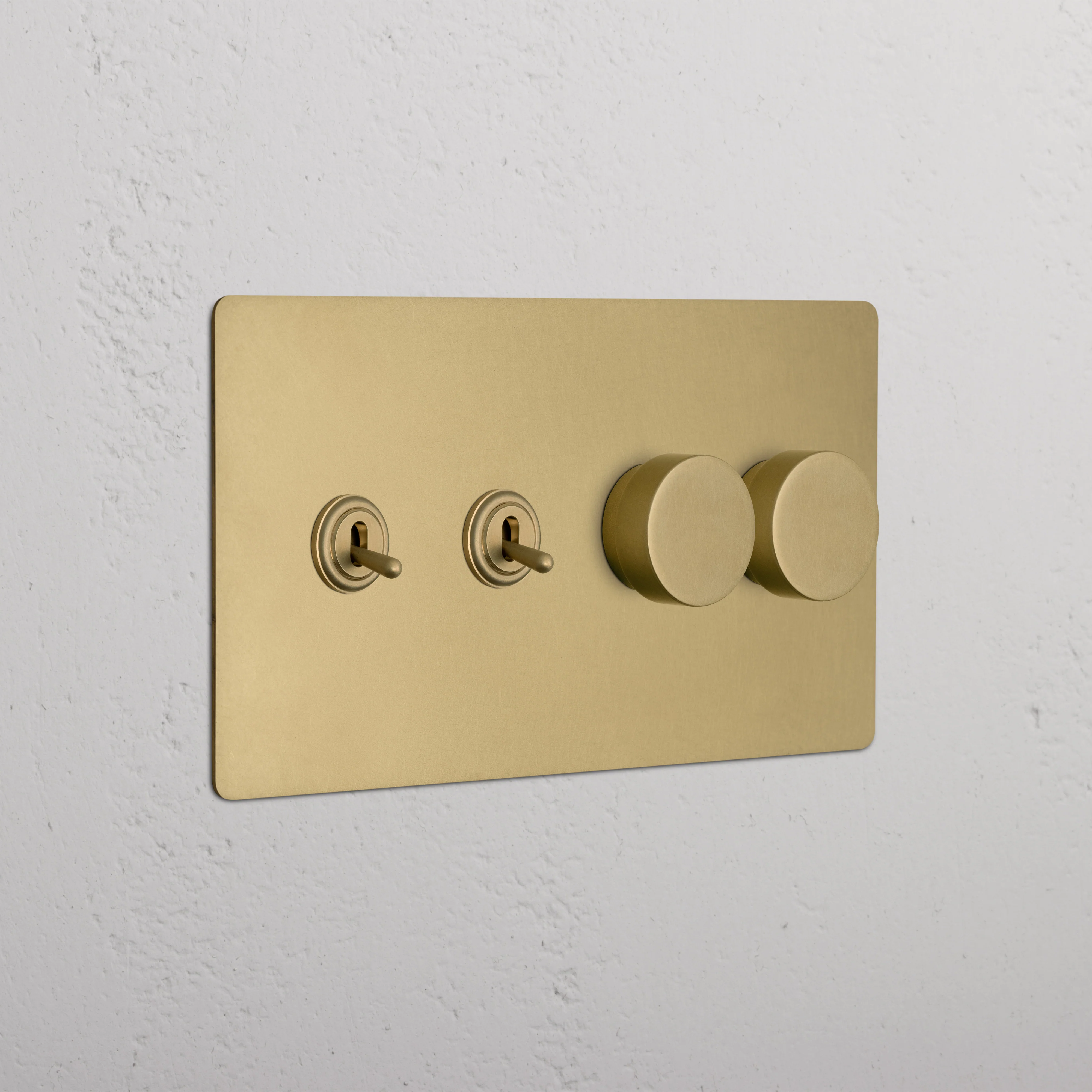 Kew 4G 2x Toggle & 2x Dimmer Switch - Antique Brass