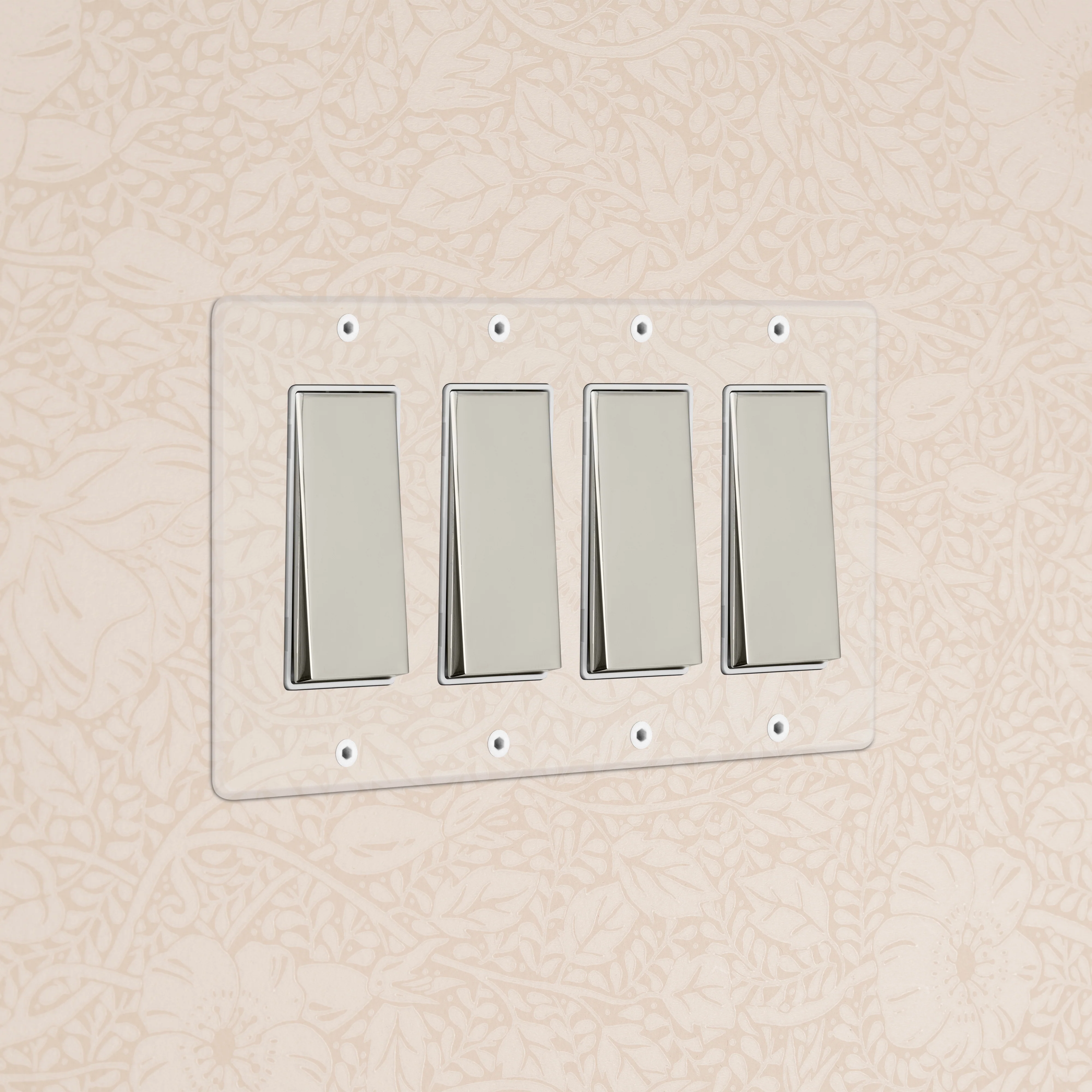 Kew 4G Rocker Switch - Clear Polished Nickel White
