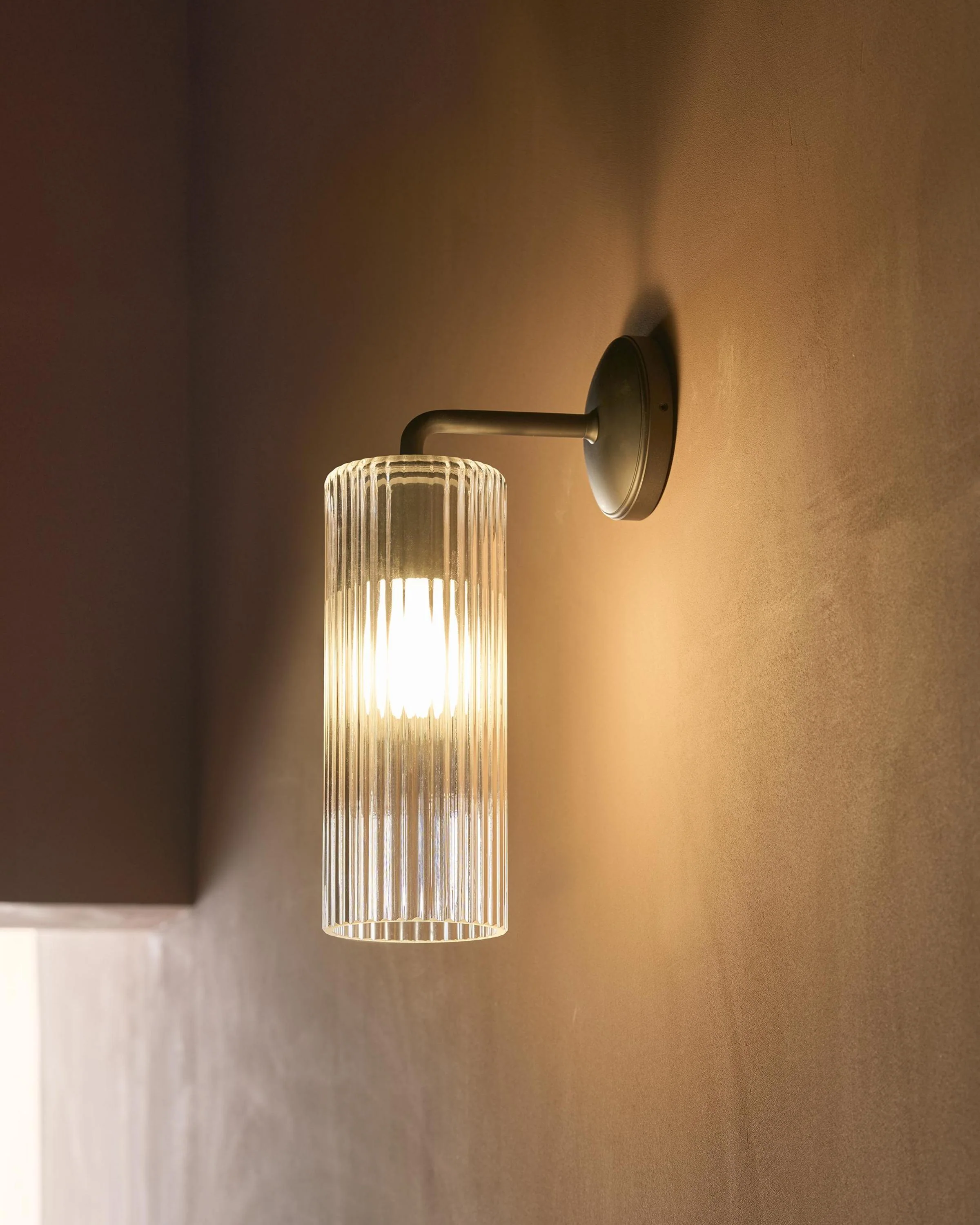 Claremont Large Wall Light Fluted Glass - Bronze - Image 3