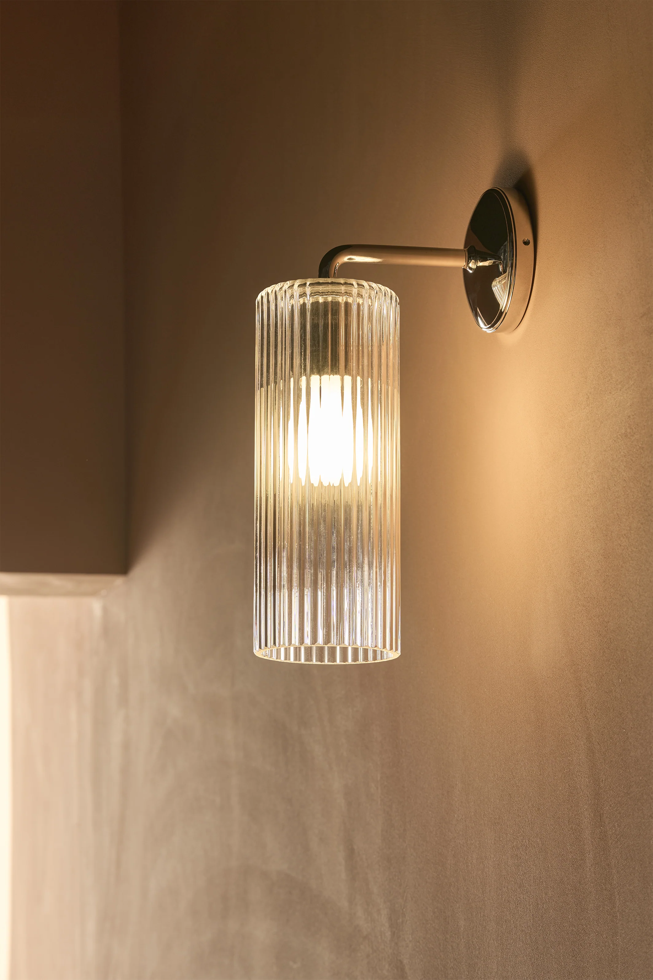 Claremont Large Wall Light Fluted Glass - Polished Nickel - Image 4